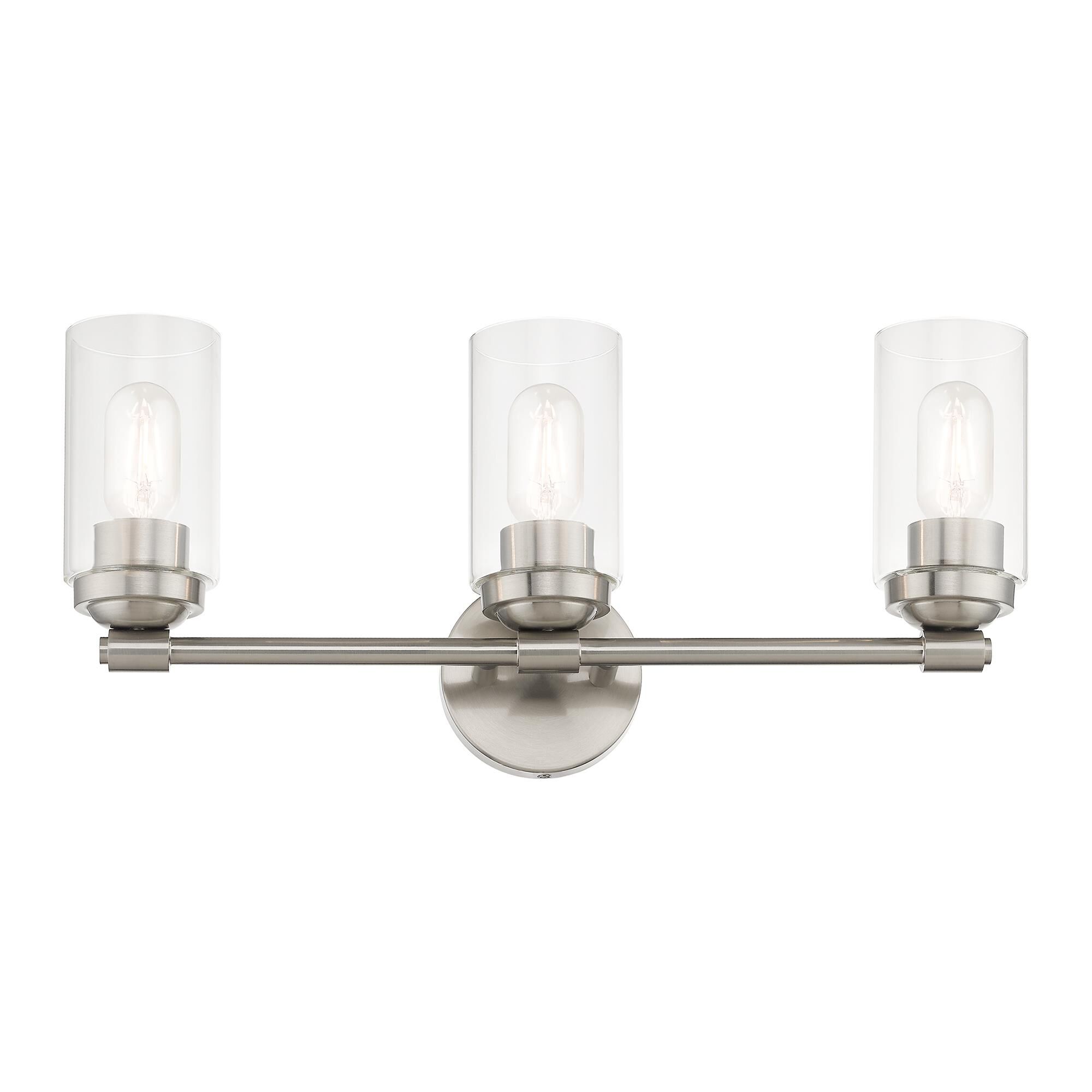 Shown in Brushed Nickel finish and Hand Blown Clear  glass