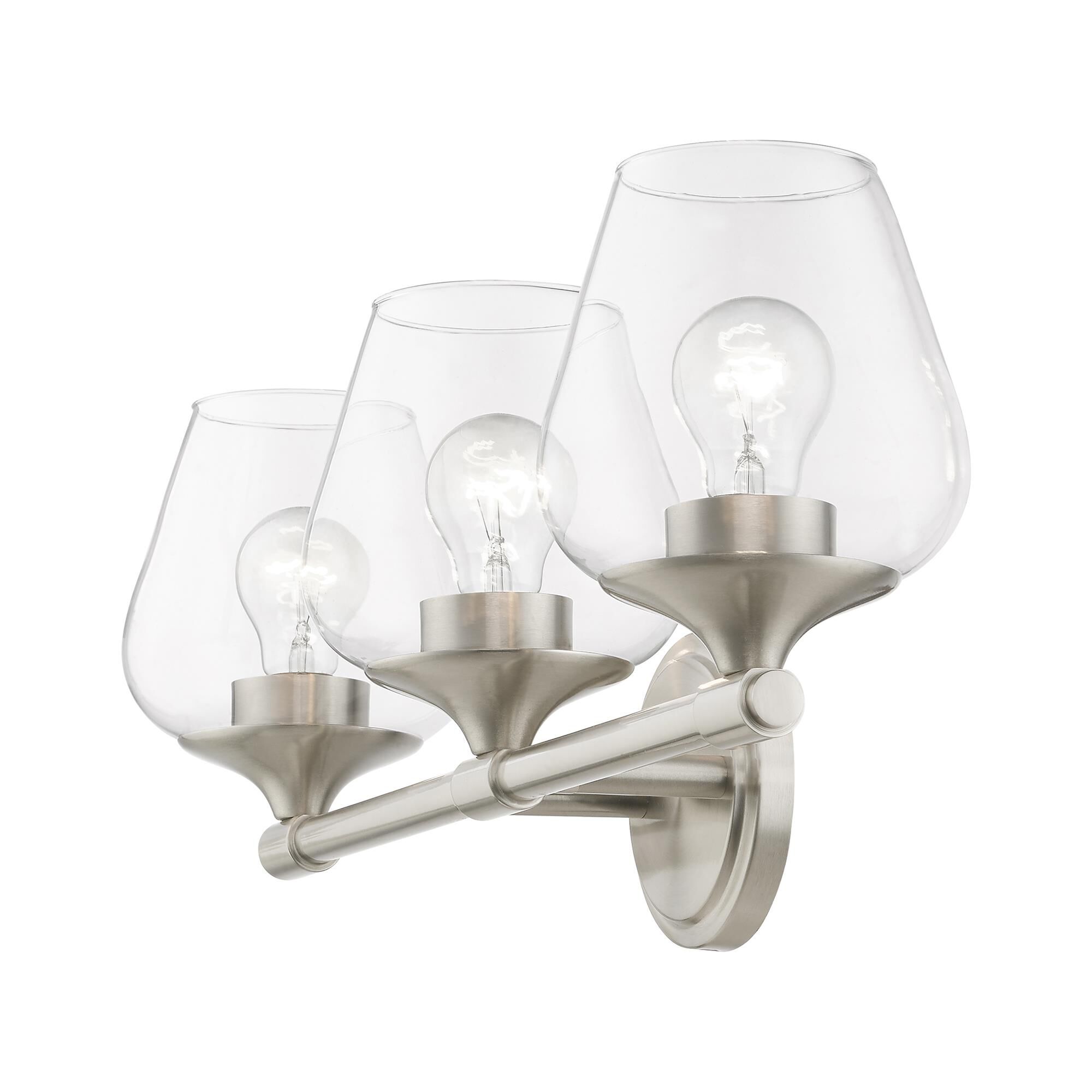 Shown in Brushed Nickel finish and Clear glass