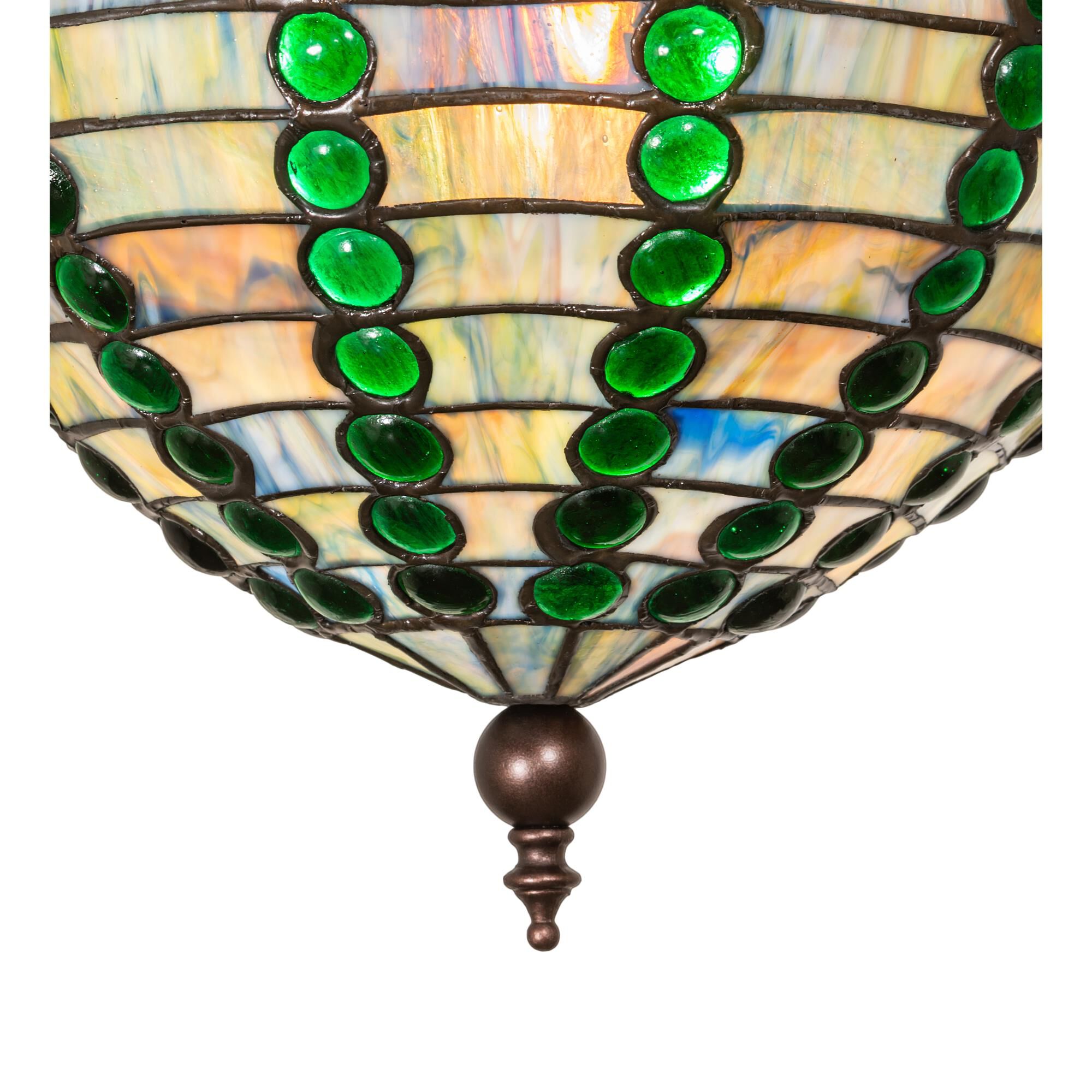 Shown in Mahogany Bronze finish and Green;Blue glass