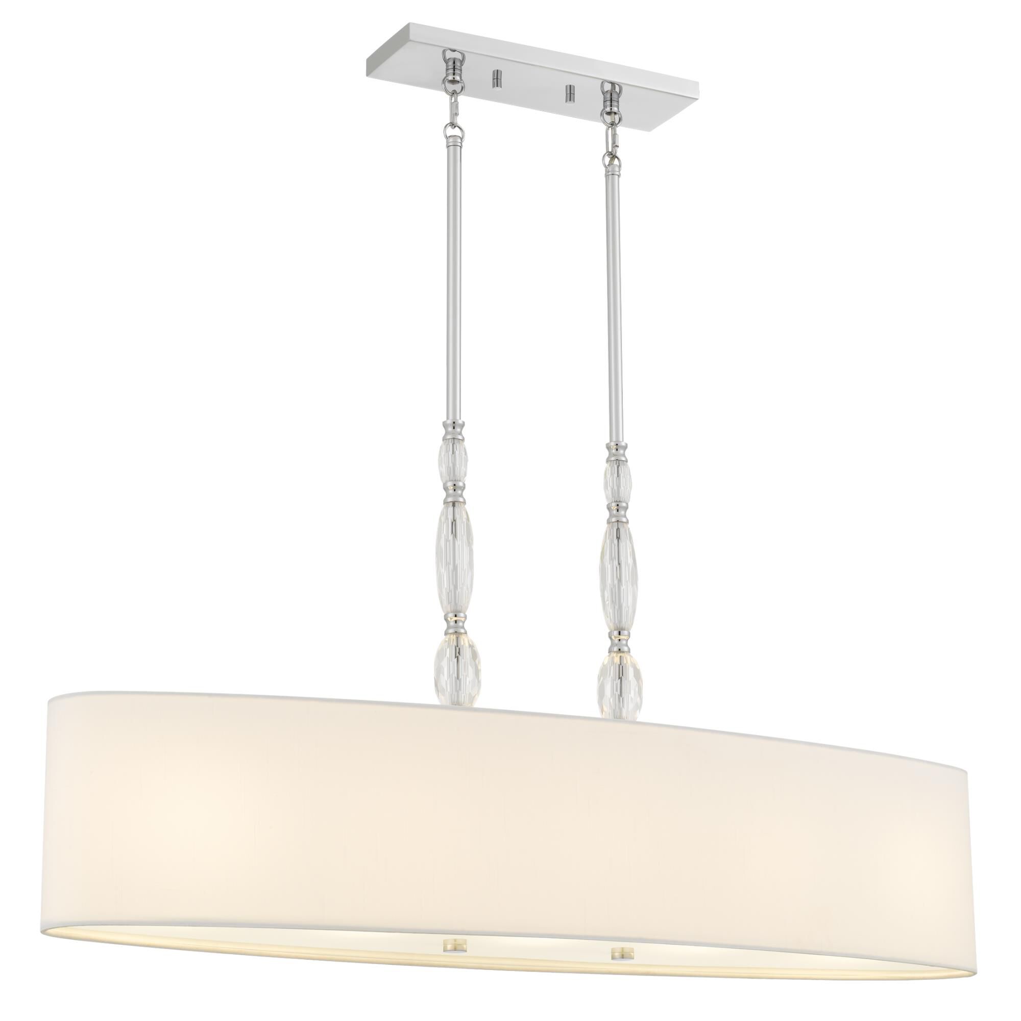 Shown in Polished Chrome finish and White Linen Fabric shade