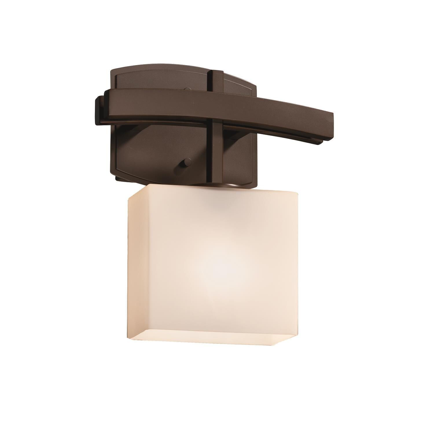 Shown in Dark Bronze finish and Artisan glass and Opal shade and Rectangle accent
