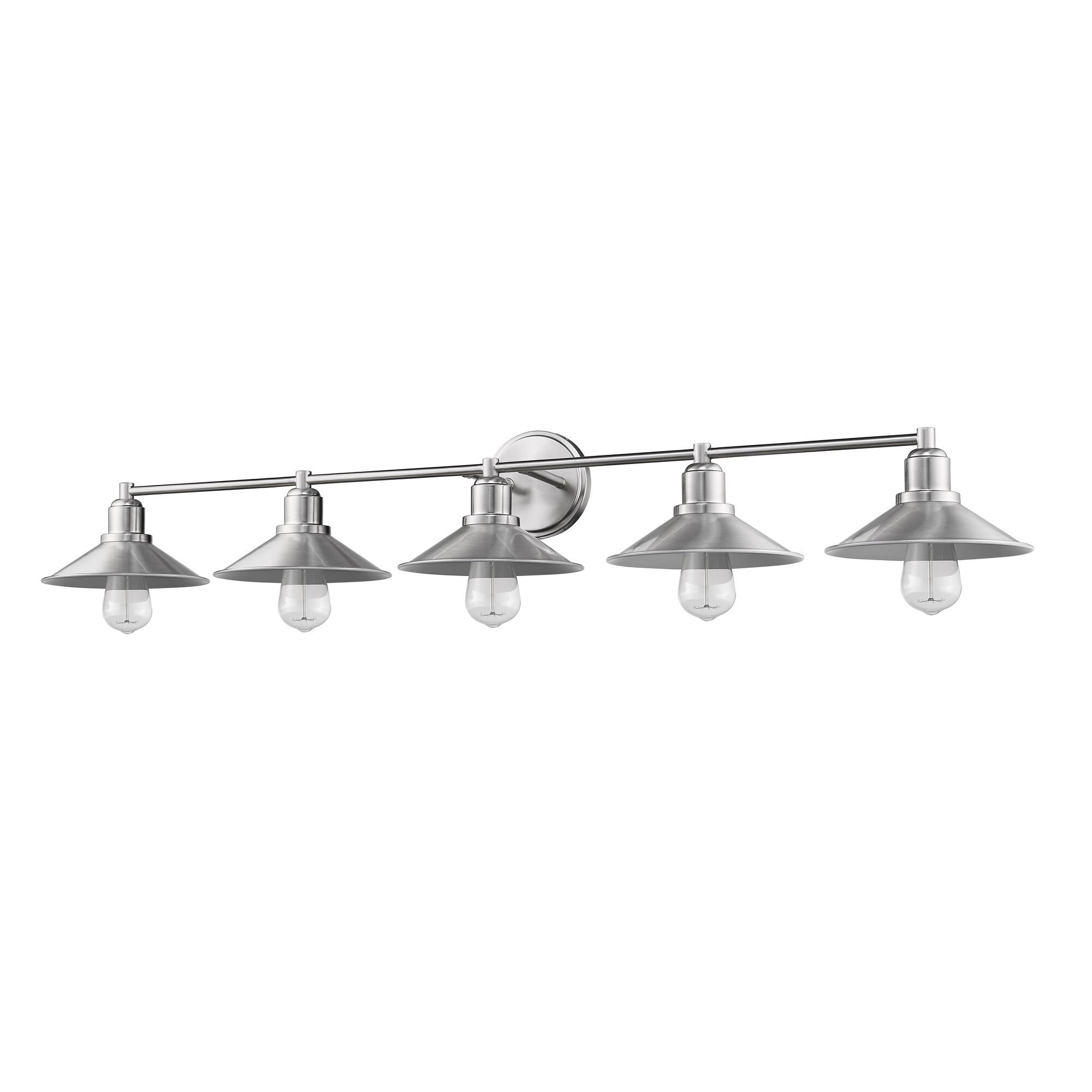 Shown in Brushed Nickel finish and Steel glass and Steel shade