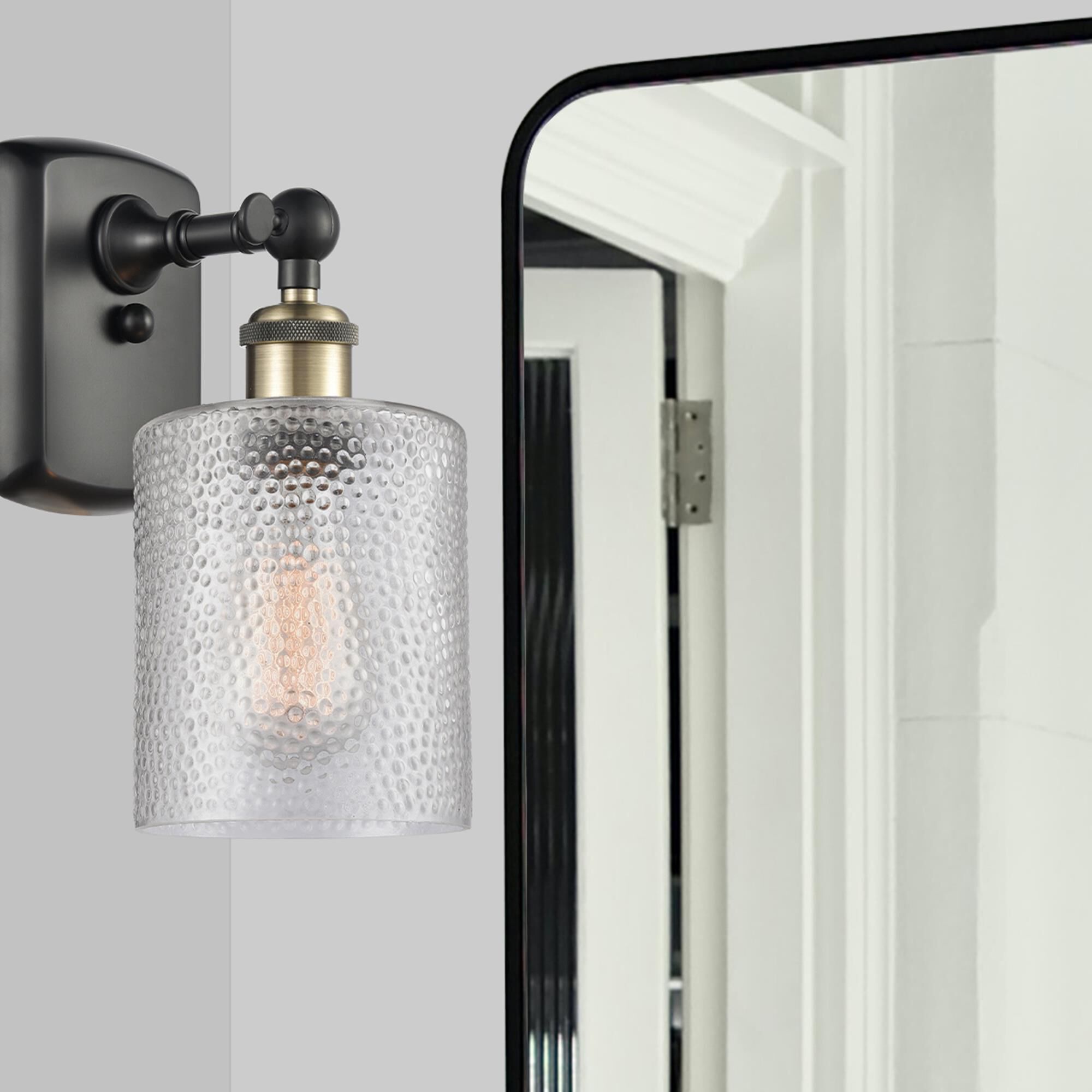 Shown in Black Antique Brass finish and Drum glass and Glass shade