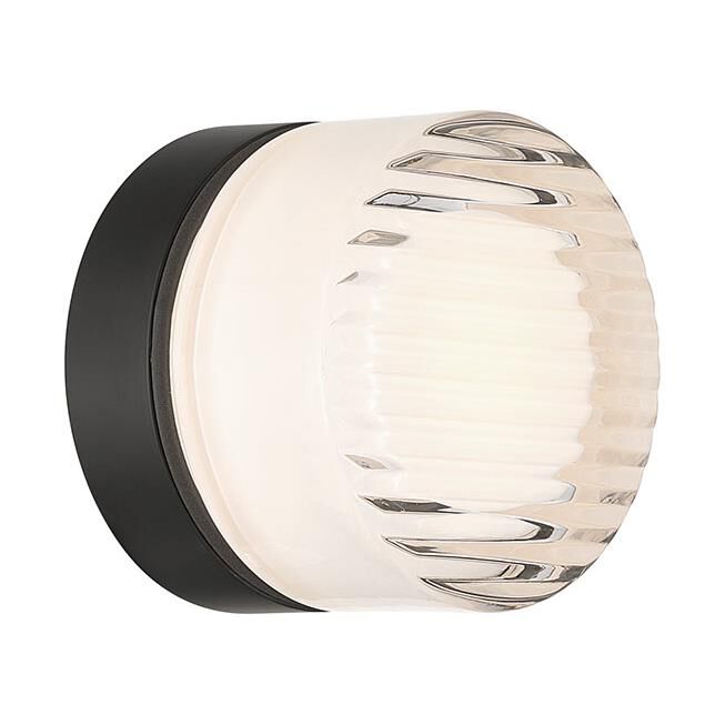 Shown in Matte Black finish and Clear Ribbed glass