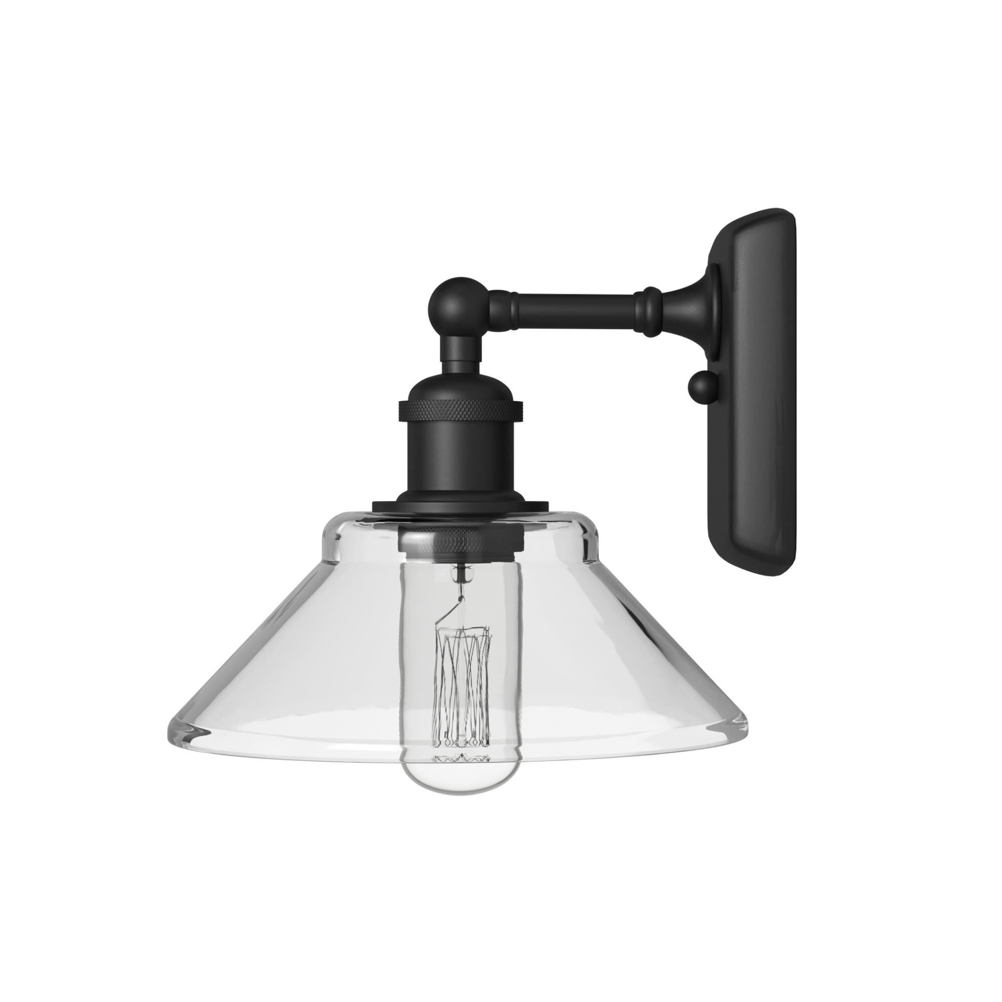 Shown in Matte Black finish and Clear glass