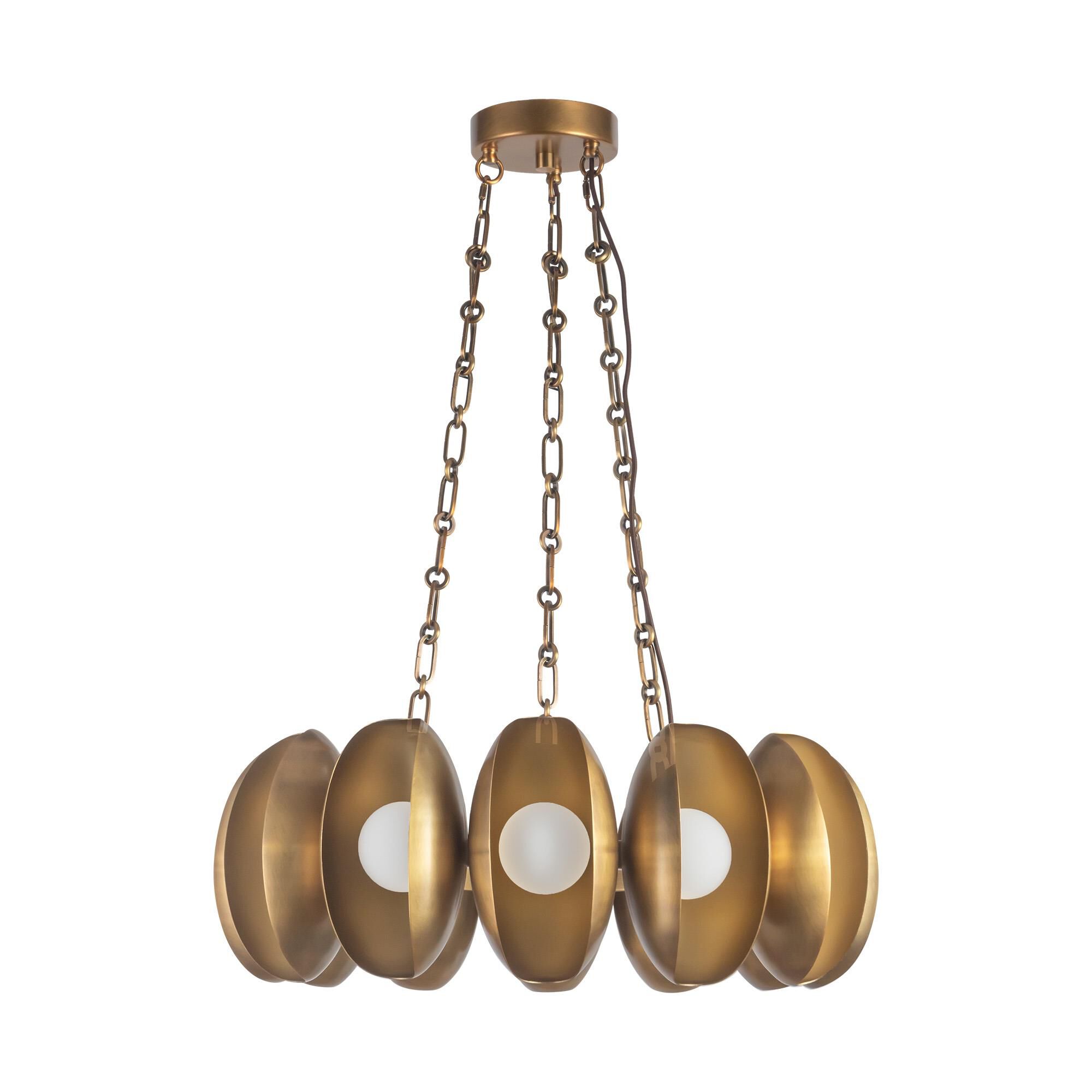 Shown in Vintage Brass finish and Matte Opal glass