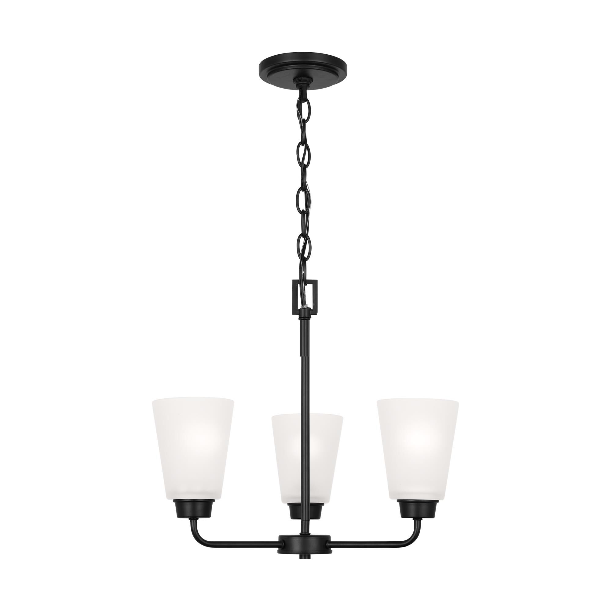 Shown in Midnight Black finish and Satin Etched Glass s shade