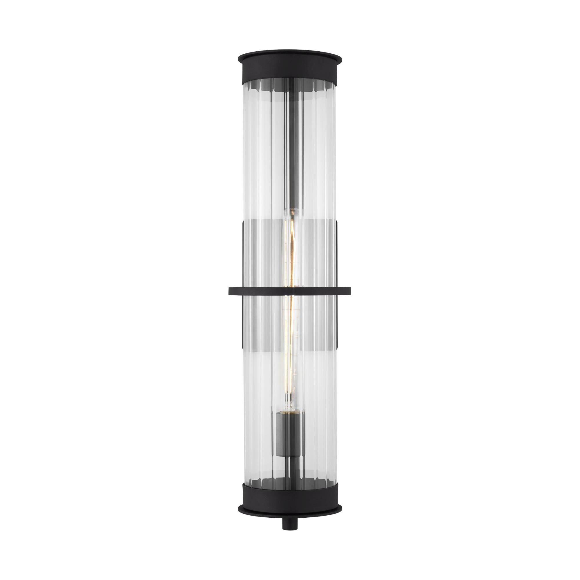 Shown in Black finish and Clear Fluted glass and Clear Fluted Glass shade