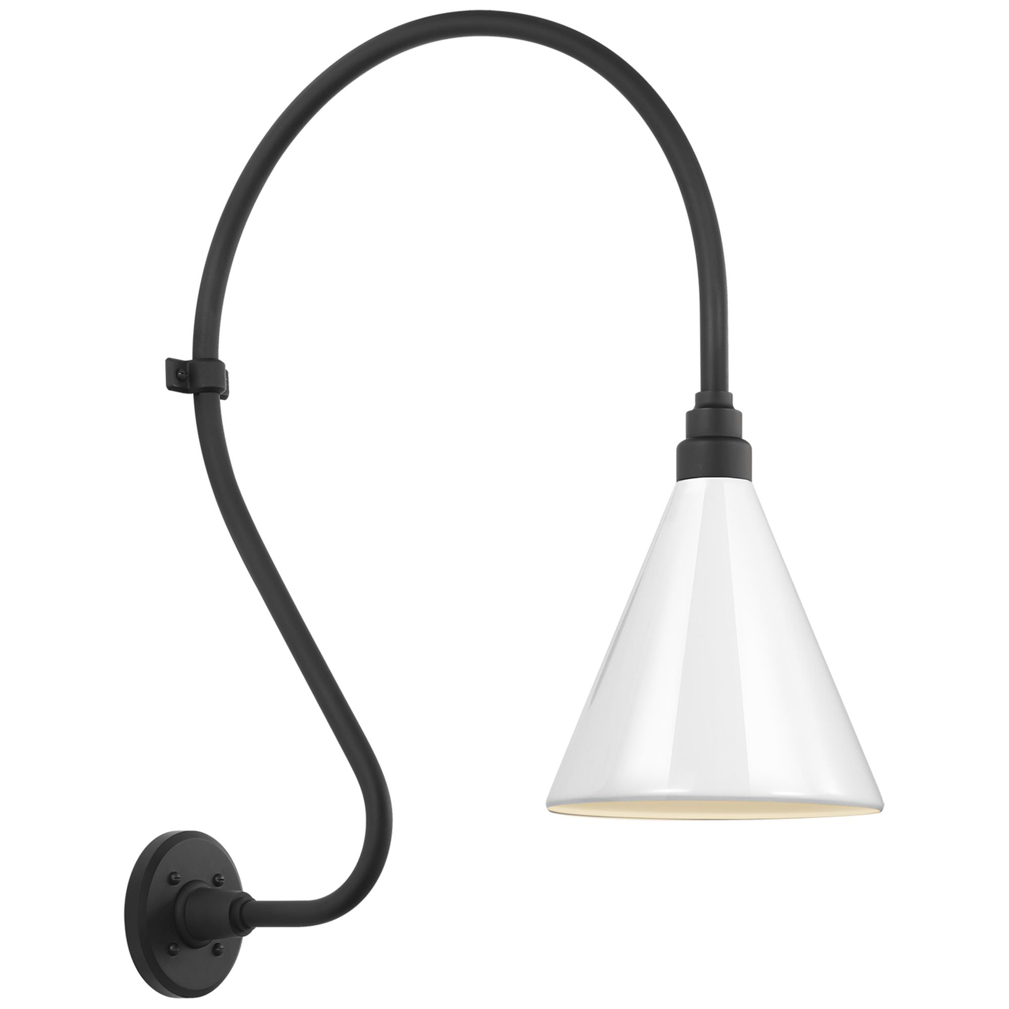 Shown in Matte Black finish and White shade