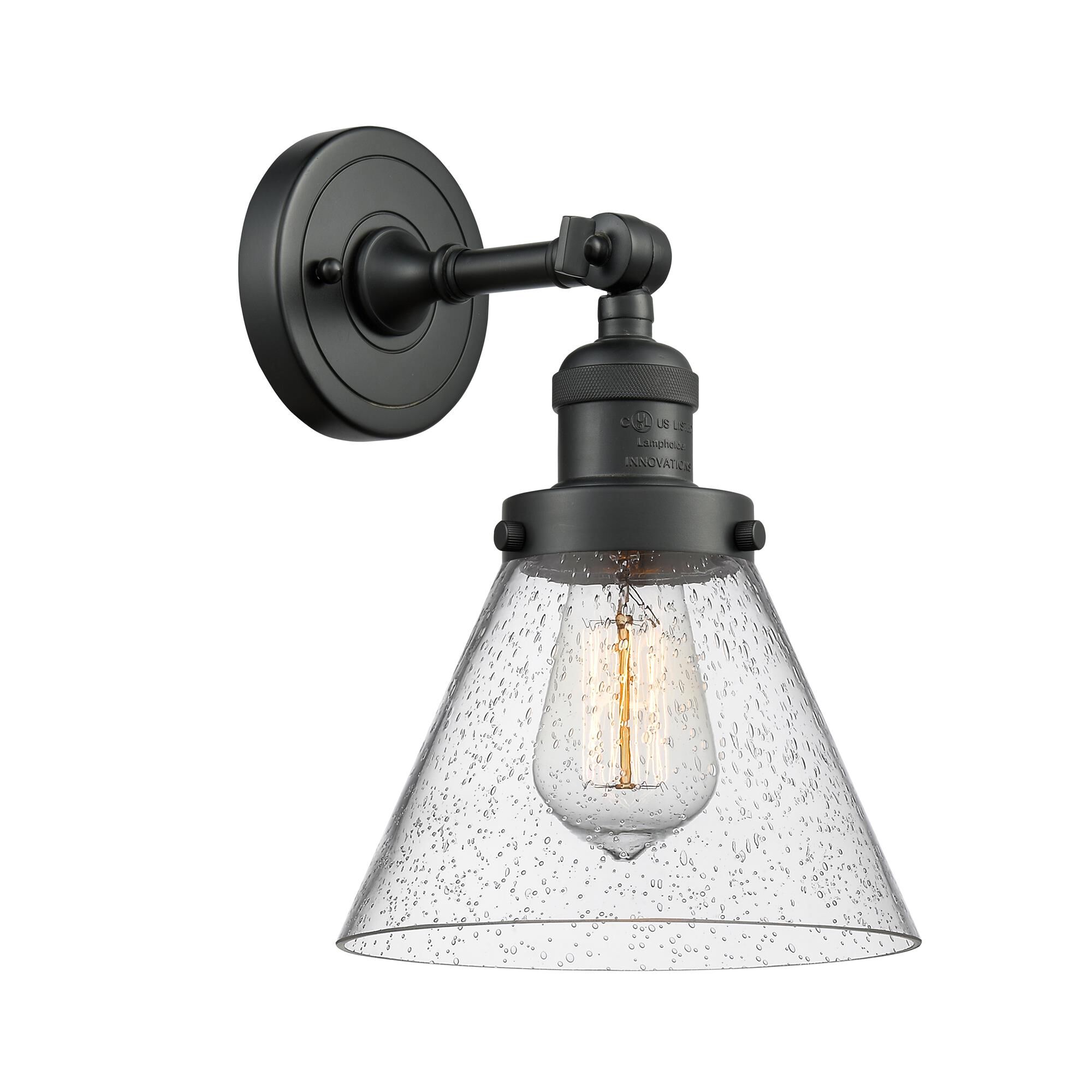 Shown in Matte Black finish and Seedy glass