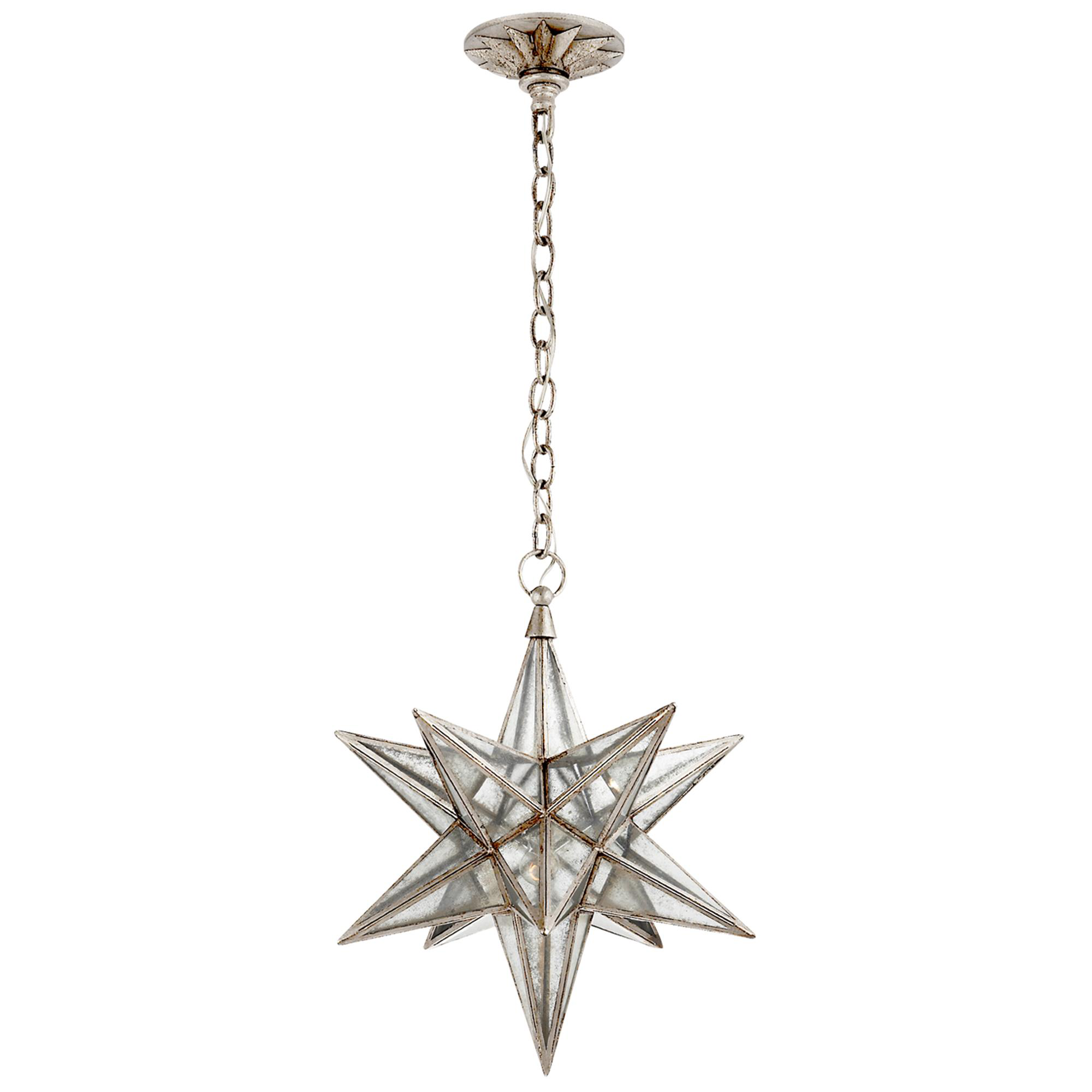 Shown in Burnished Silver Leaf finish and Antique Mirror glass