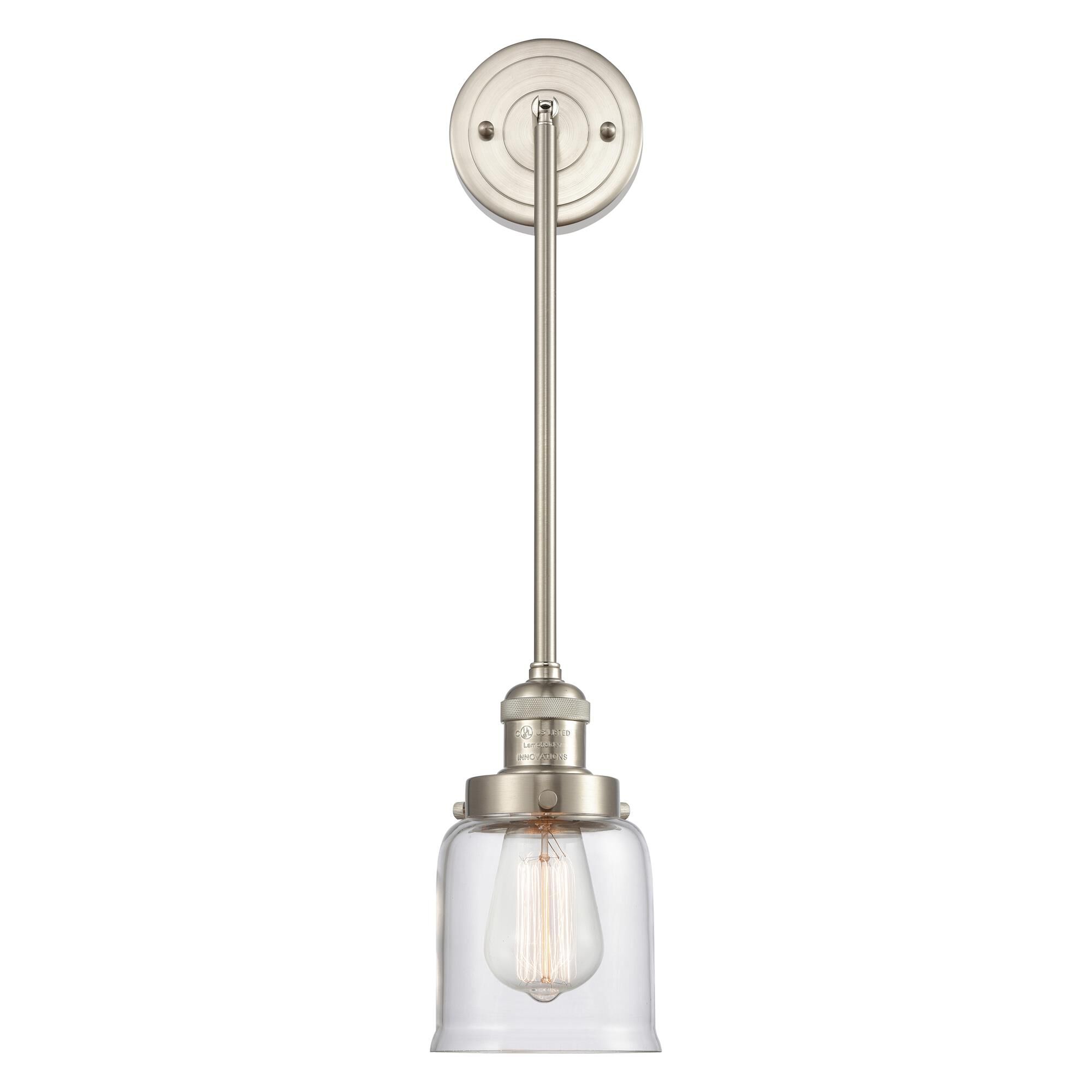 Shown in Brushed Satin Nickel finish and Clear glass
