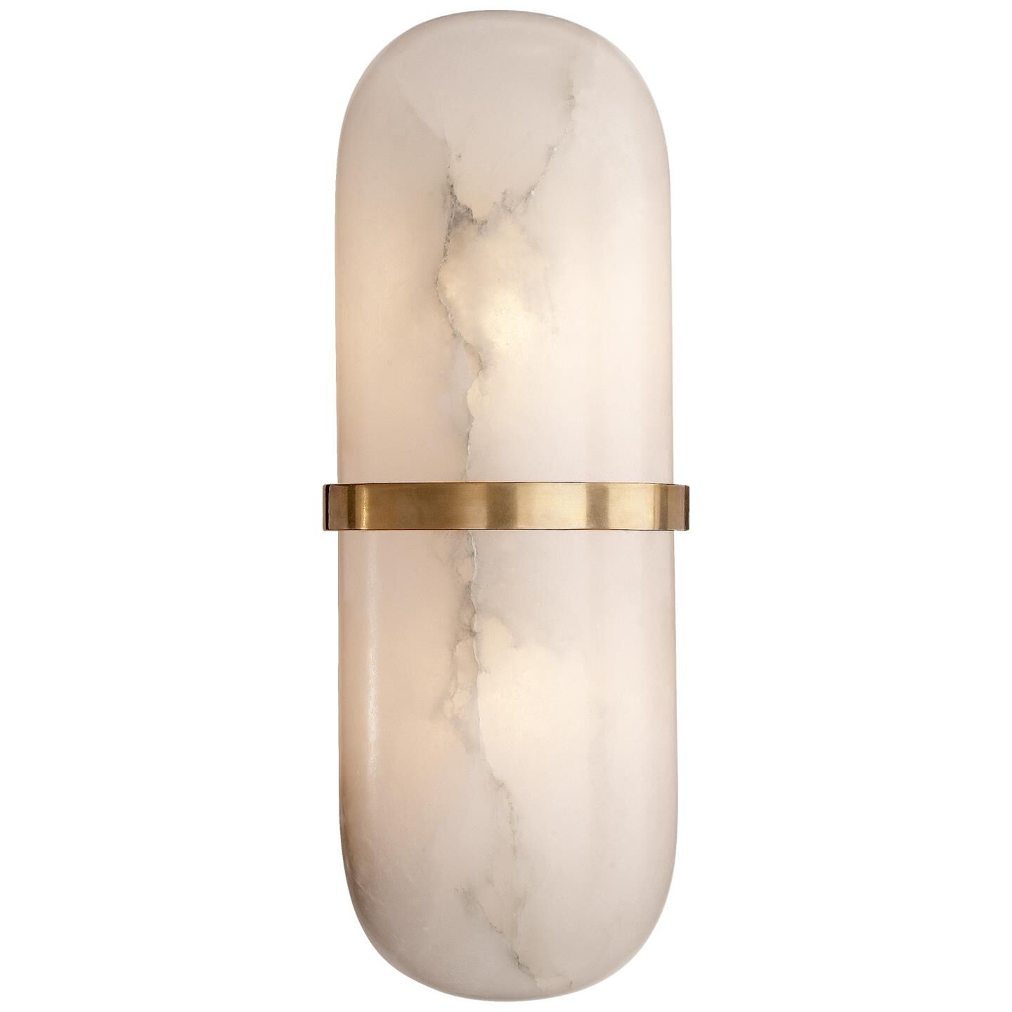 Shown in Antique-Burnished Brass finish and Alabaster glass