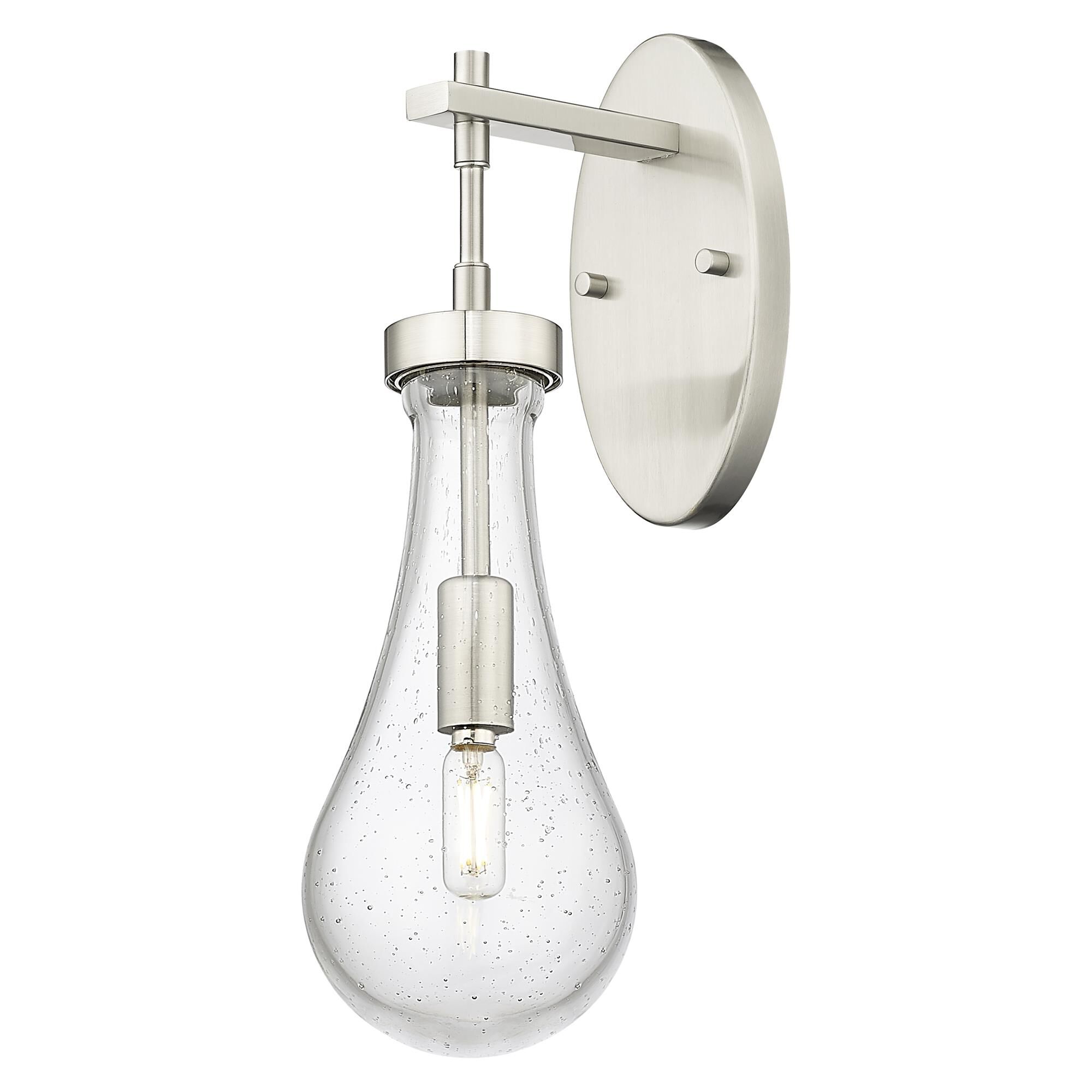 Shown in Satin Nickel finish and Seedy glass