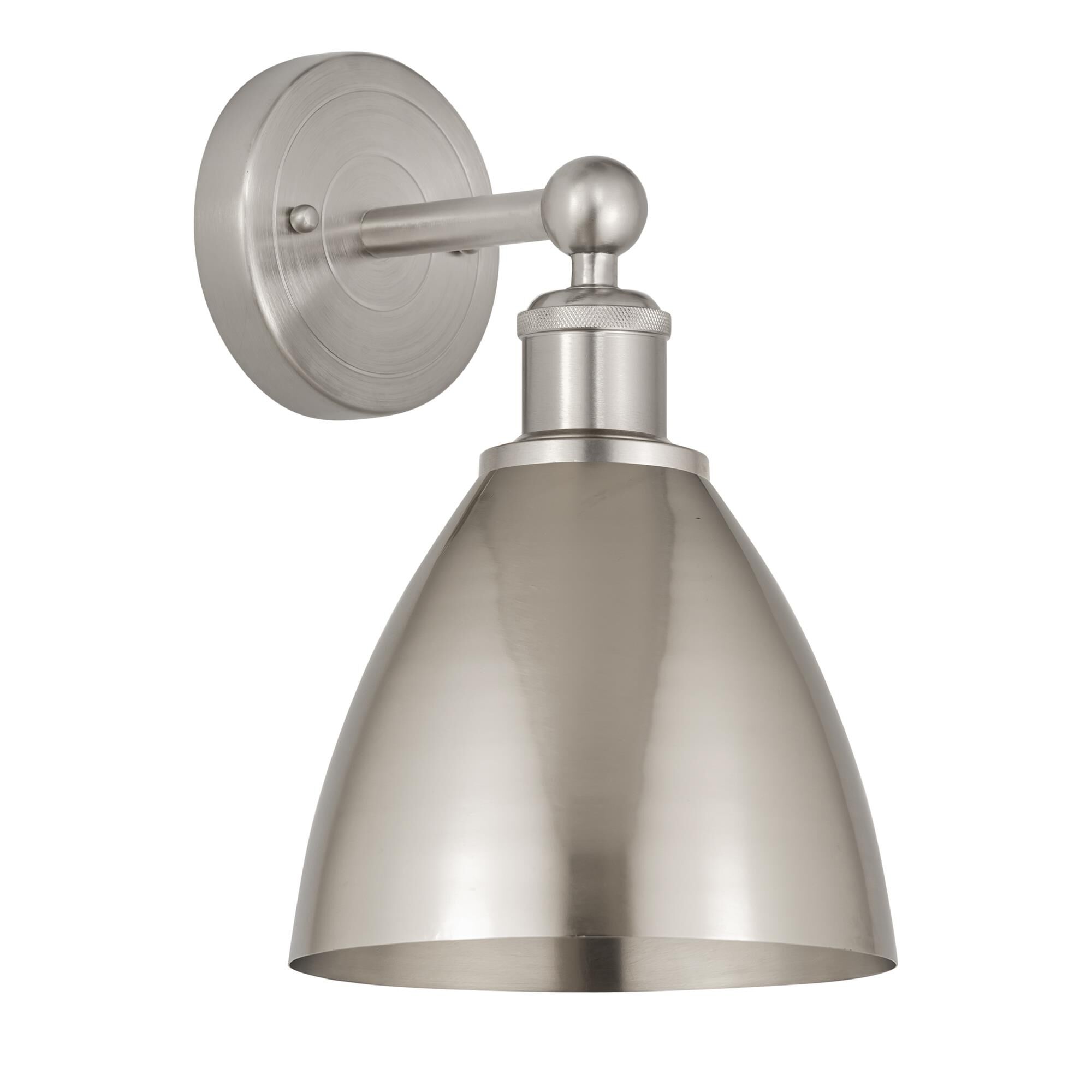Shown in Brushed Satin Nickel finish and Brushed Satin Nickel shade
