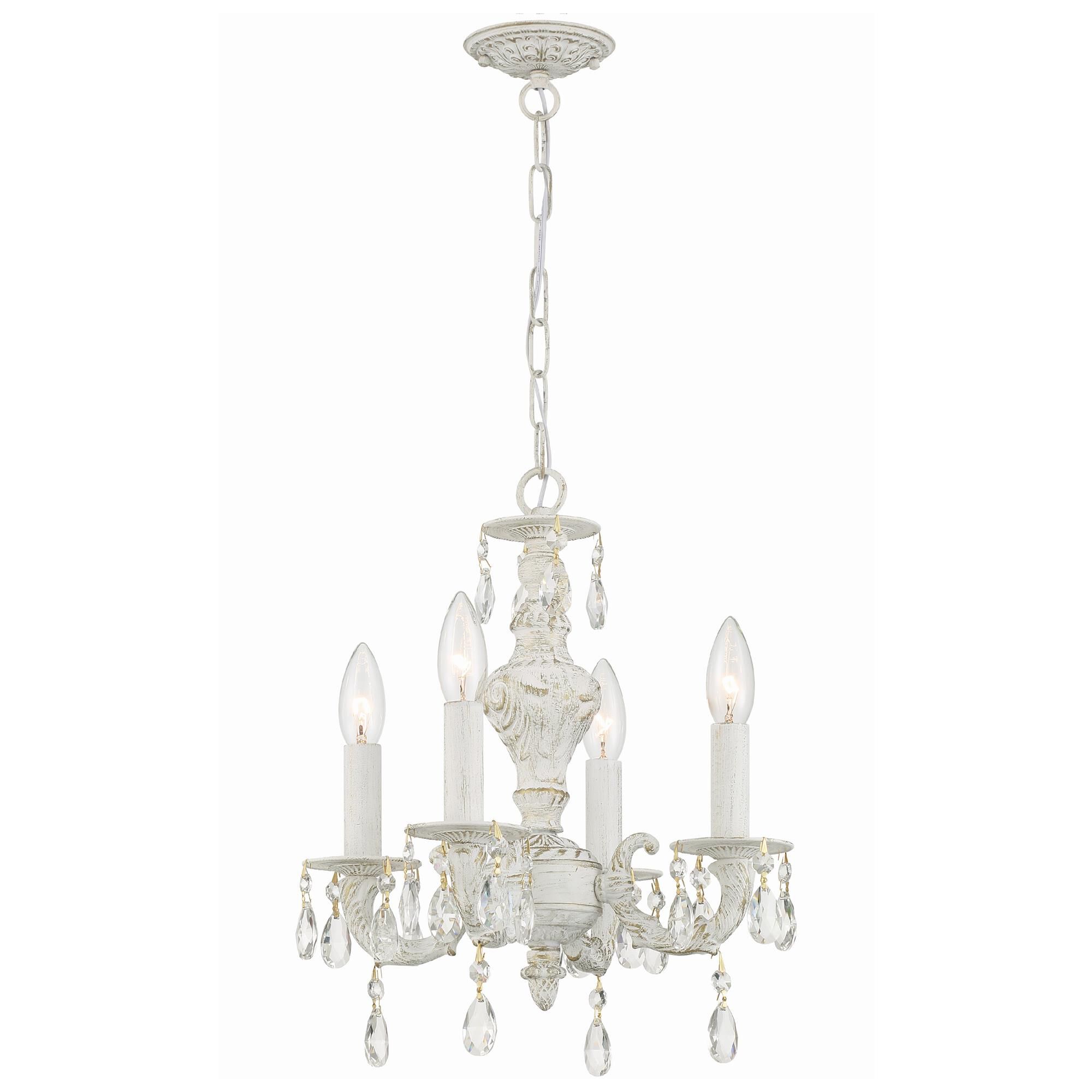 Shown in Antique White finish and Clear Hand Cut crystal