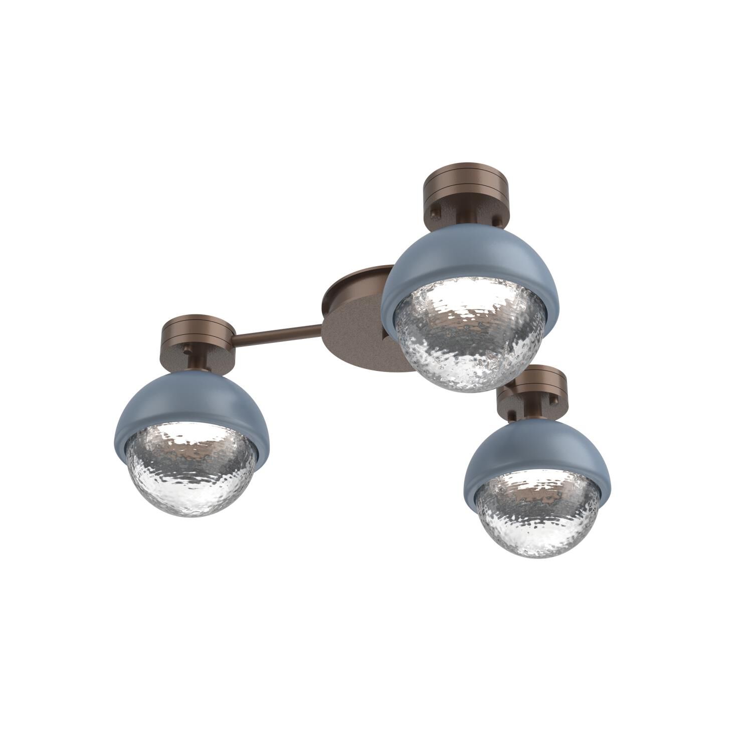 Shown in Burnished Bronze finish and Clear glass and Poppy Blue accent