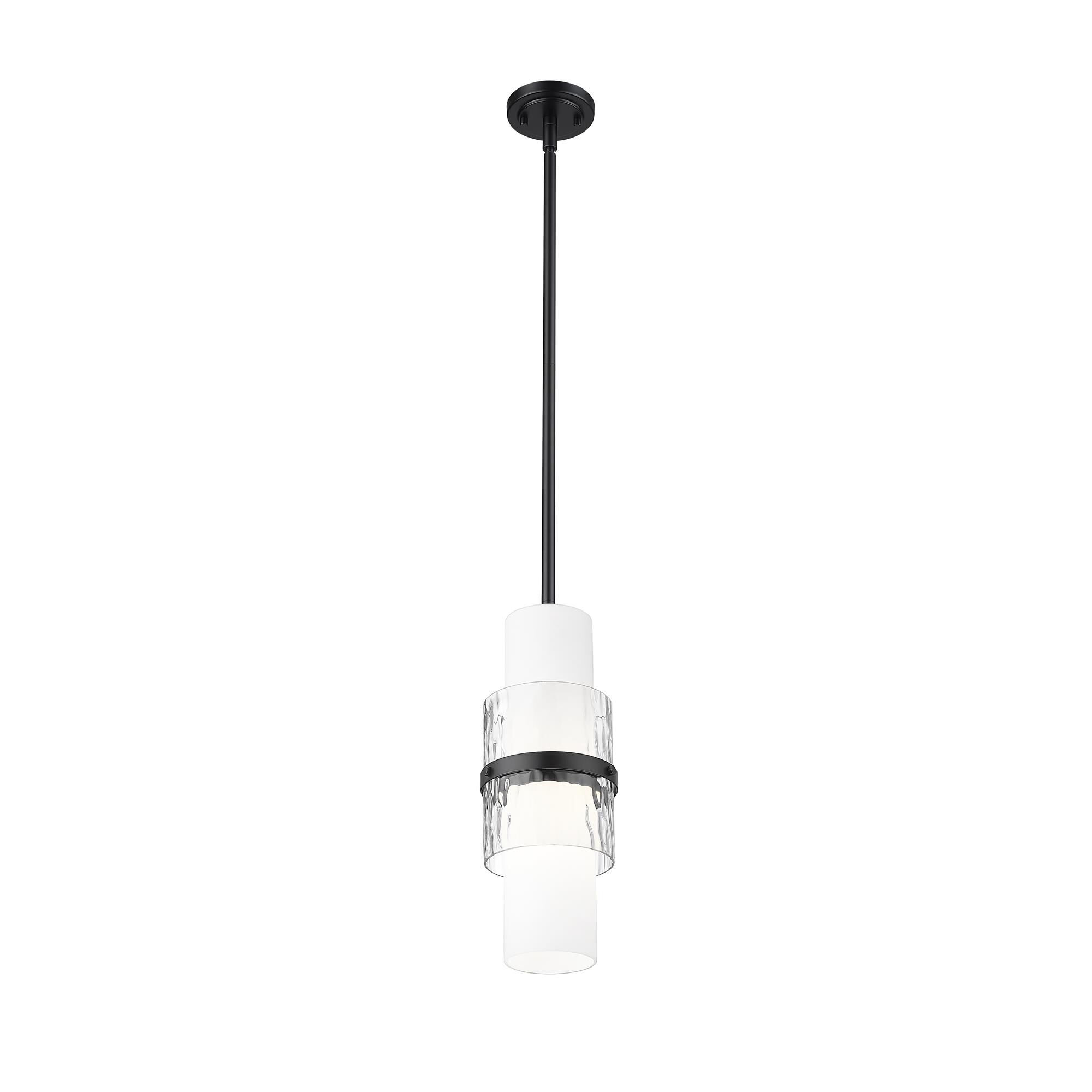Shown in Matte Black finish and Clear + Etched Opal glass and Clear + Etched Opal shade