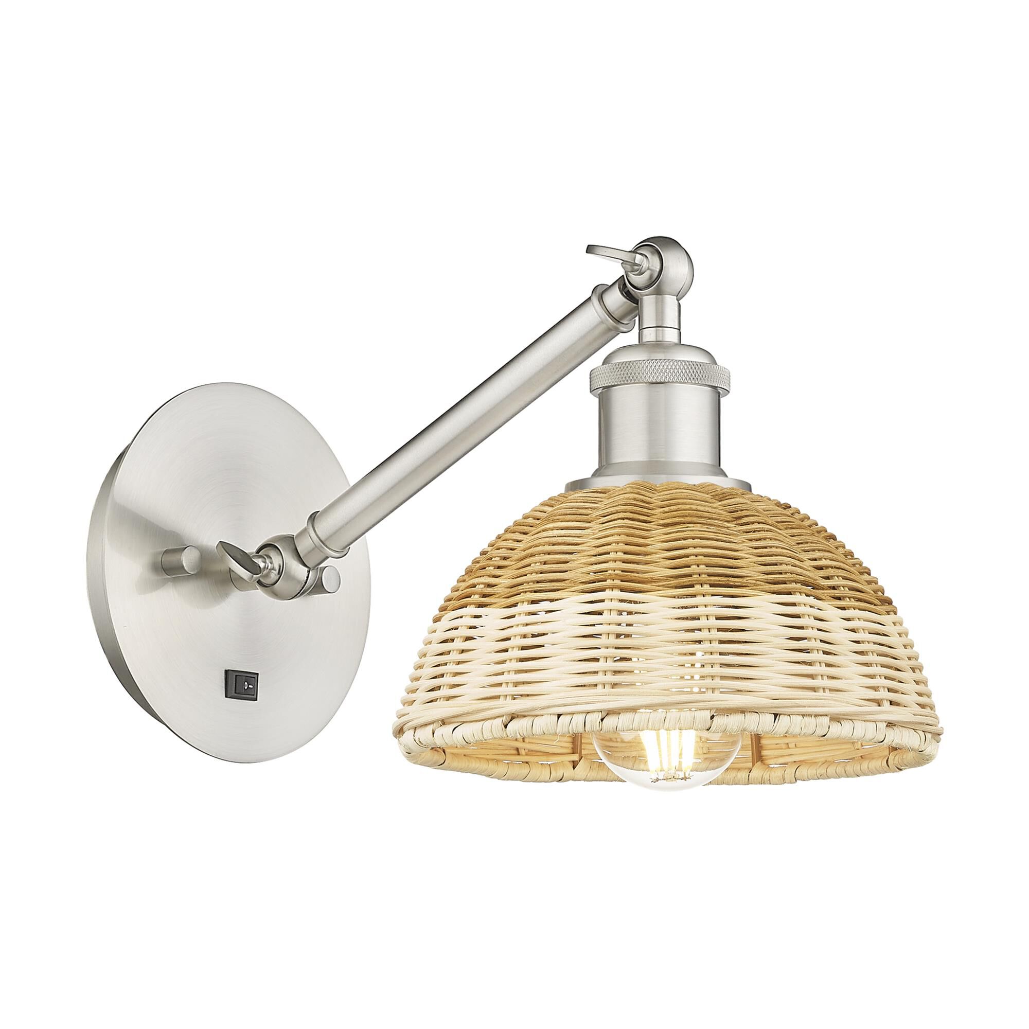 Shown in Brushed Satin Nickel finish and Natural shade