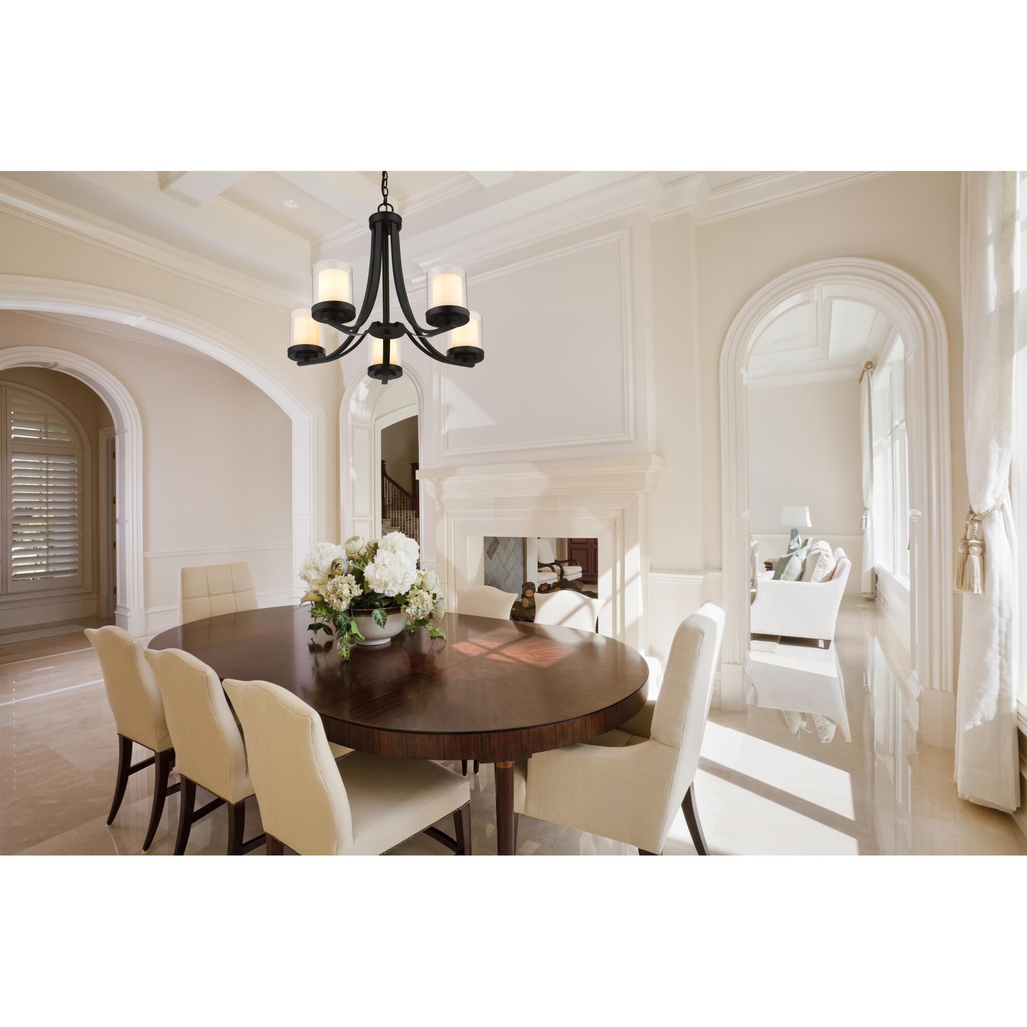 Shown in Matte Black finish and Glass shade