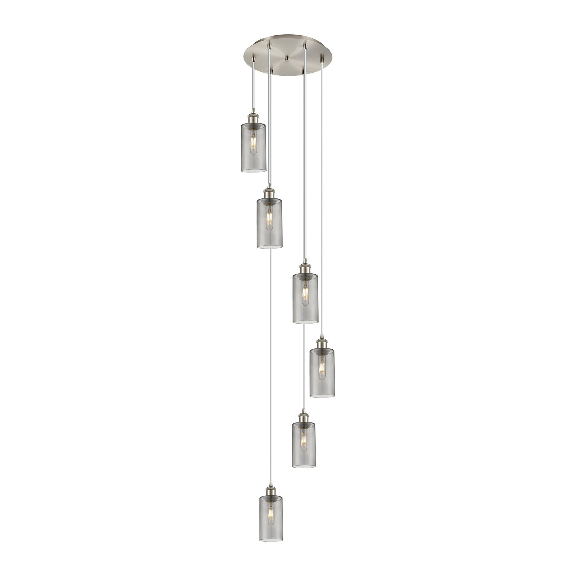 Shown in Satin Nickel finish and Light Smoke shade