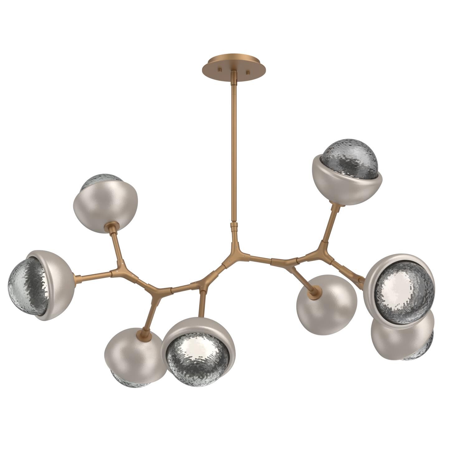 Shown in Novel Brass finish and Smoke glass and Beige Silver accent