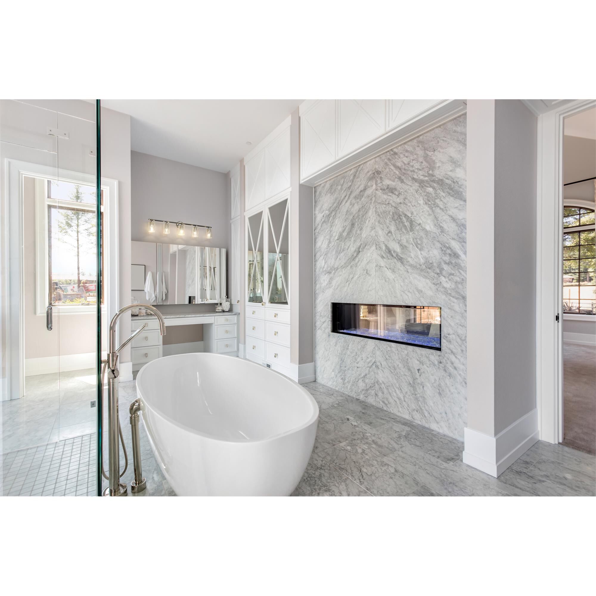 Shown in Brushed Nickel finish and Glass shade