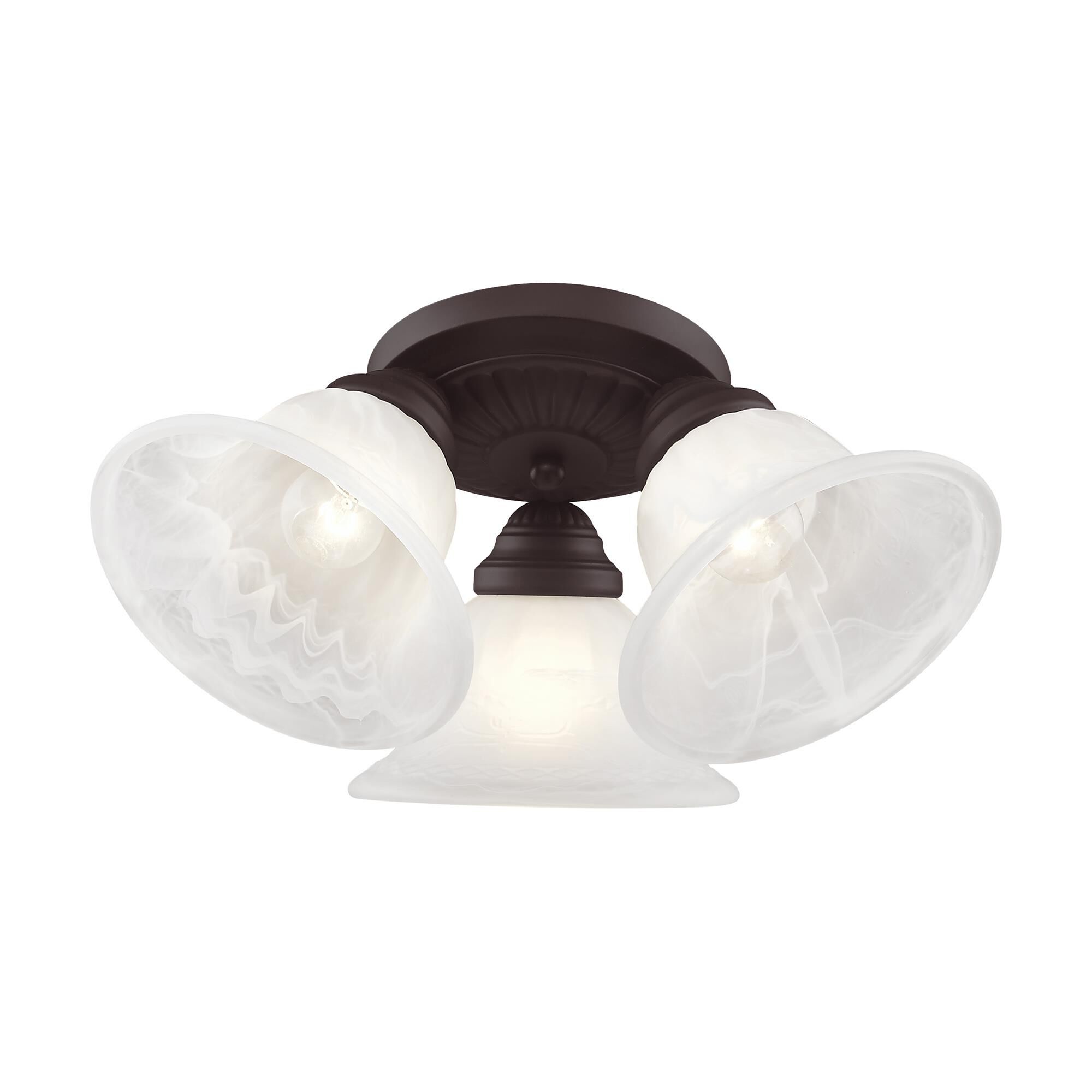 Shown in Bronze finish and White Alabaster glass