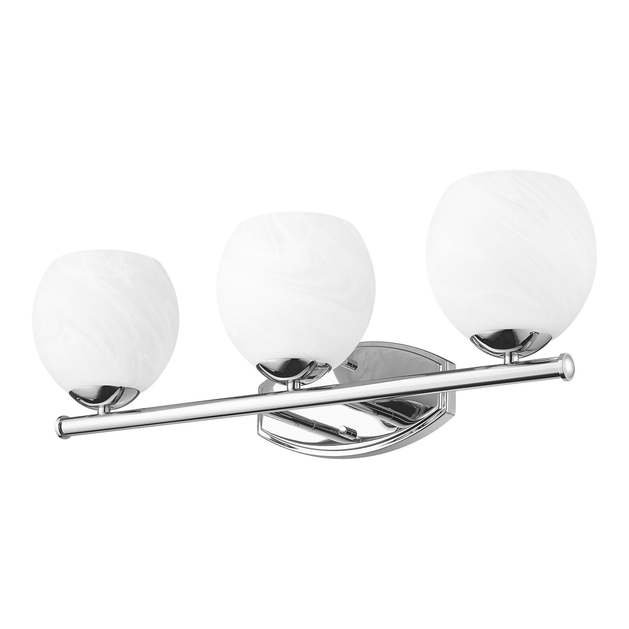 Shown in Chrome finish and Feathered White glass