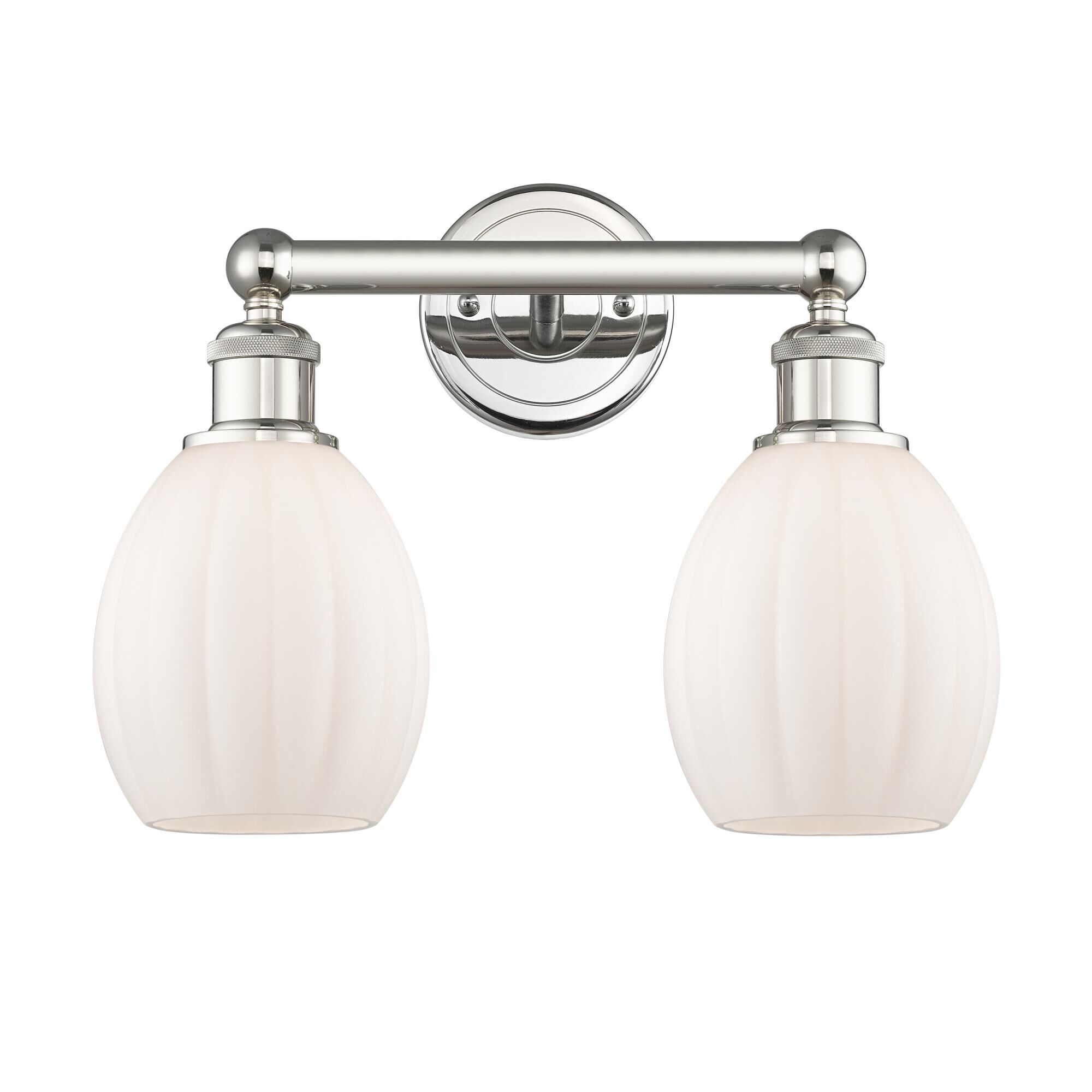 Shown in Polished Nickel finish and Matte White glass