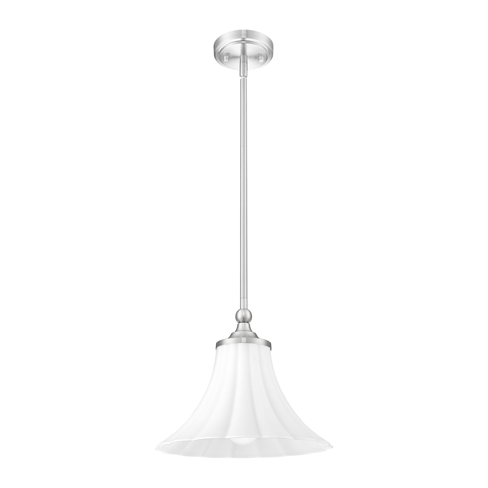 Shown in Brushed Nickel finish and Opal Etched glass