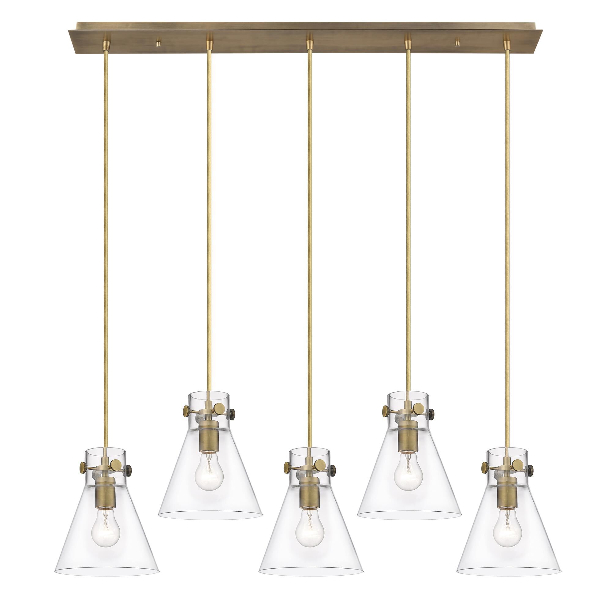 Shown in Brushed Brass finish and Clear glass and Clear Glass shade