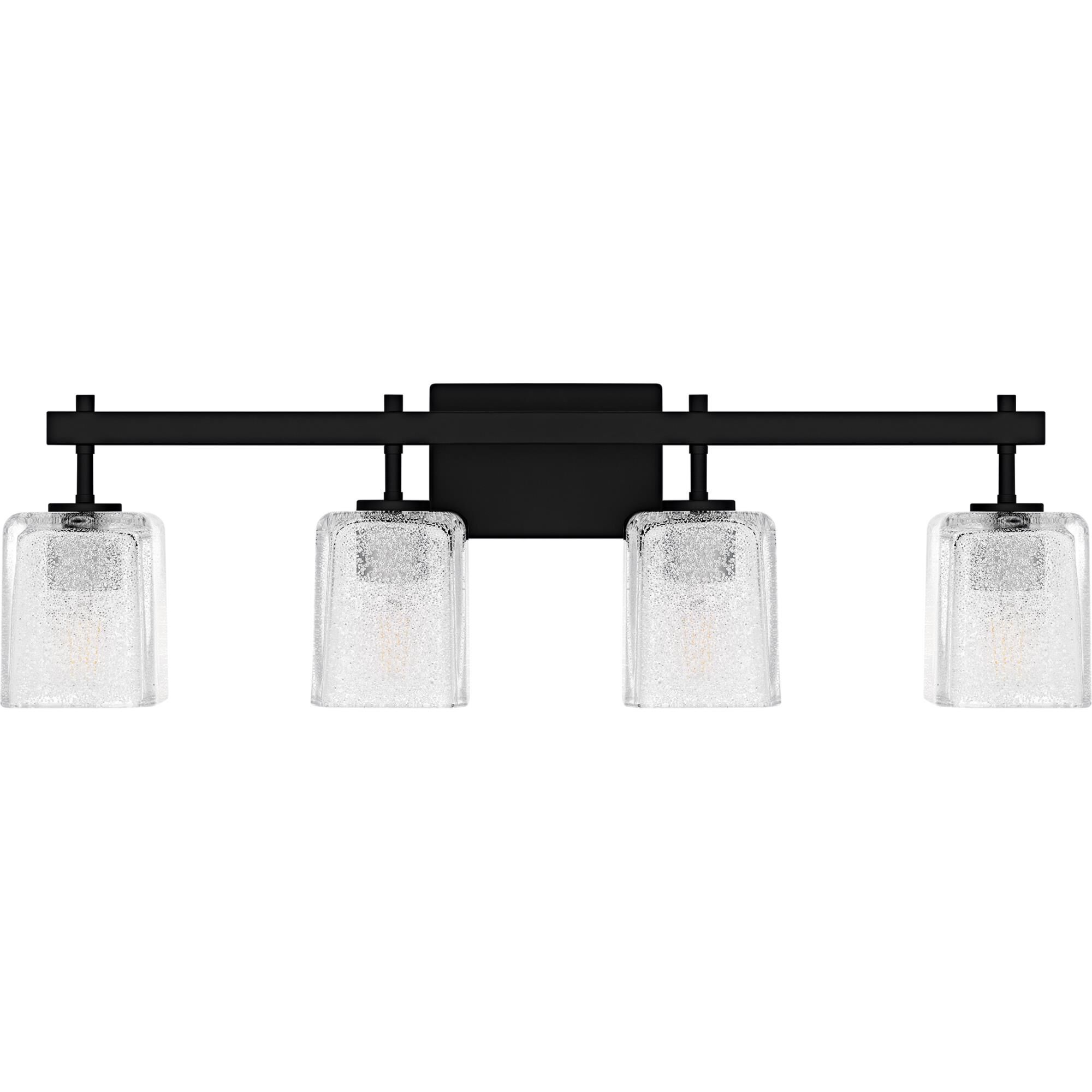 Shown in Matte Black finish and Clear Glass With Glass Sand Spray Inside shade