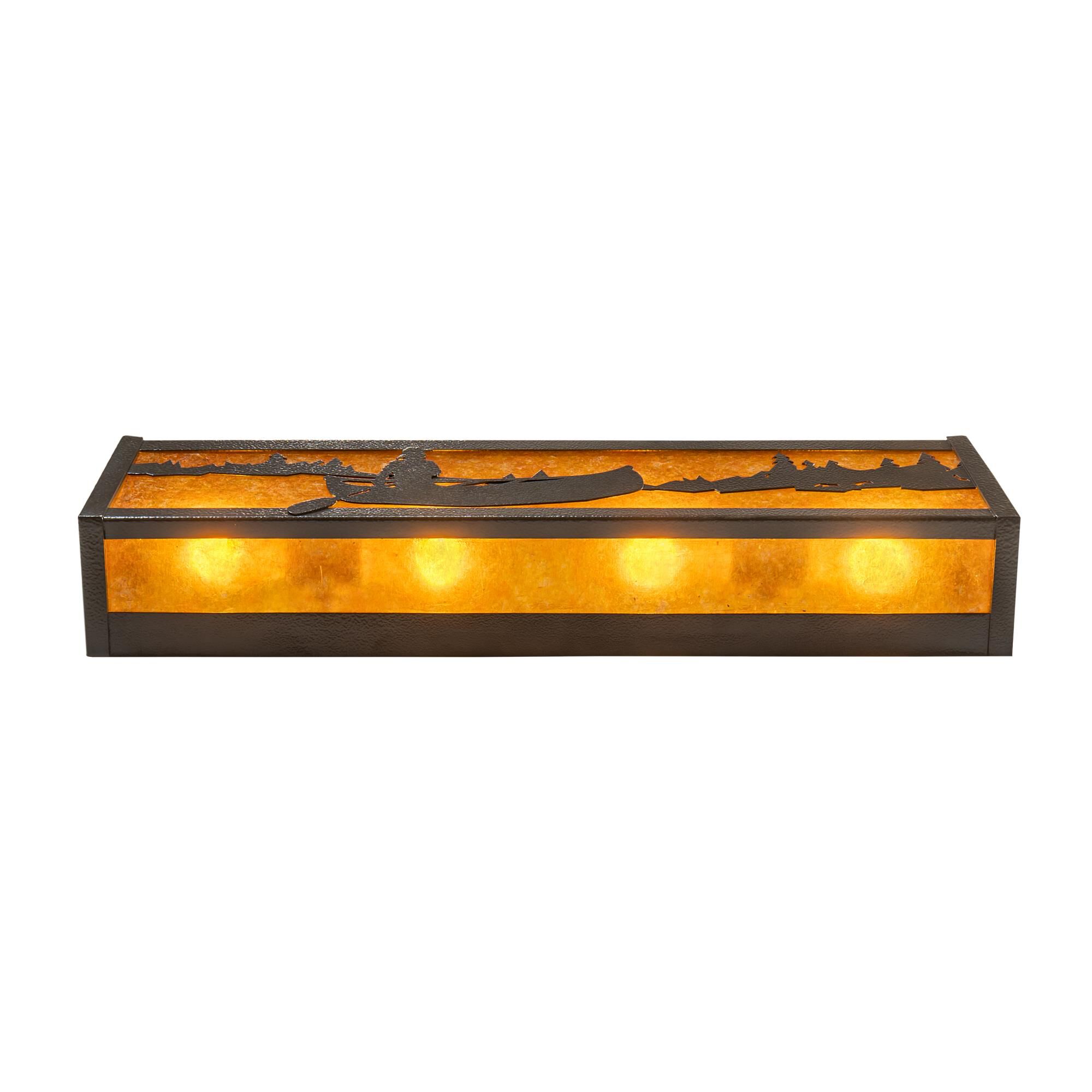 Shown in Timeless Bronze finish and Amber Mica glass