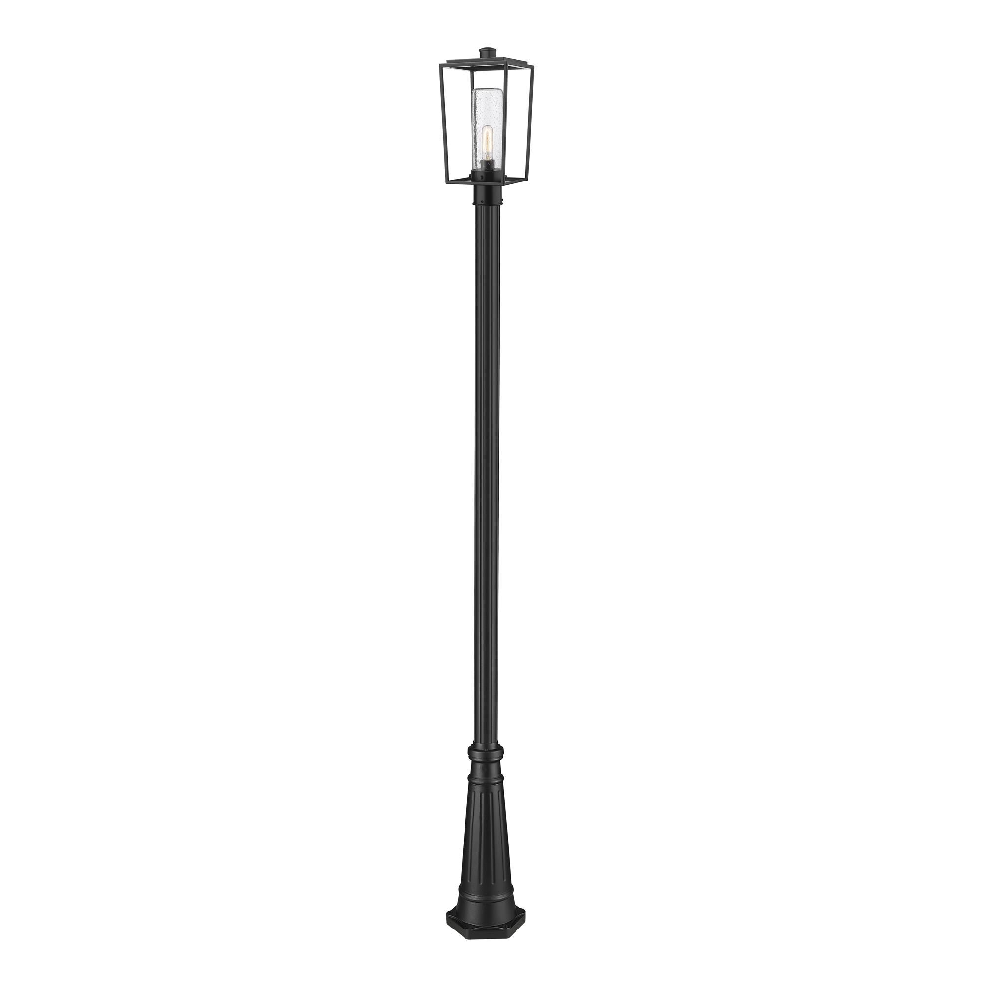 Shown in Black finish and Glass shade