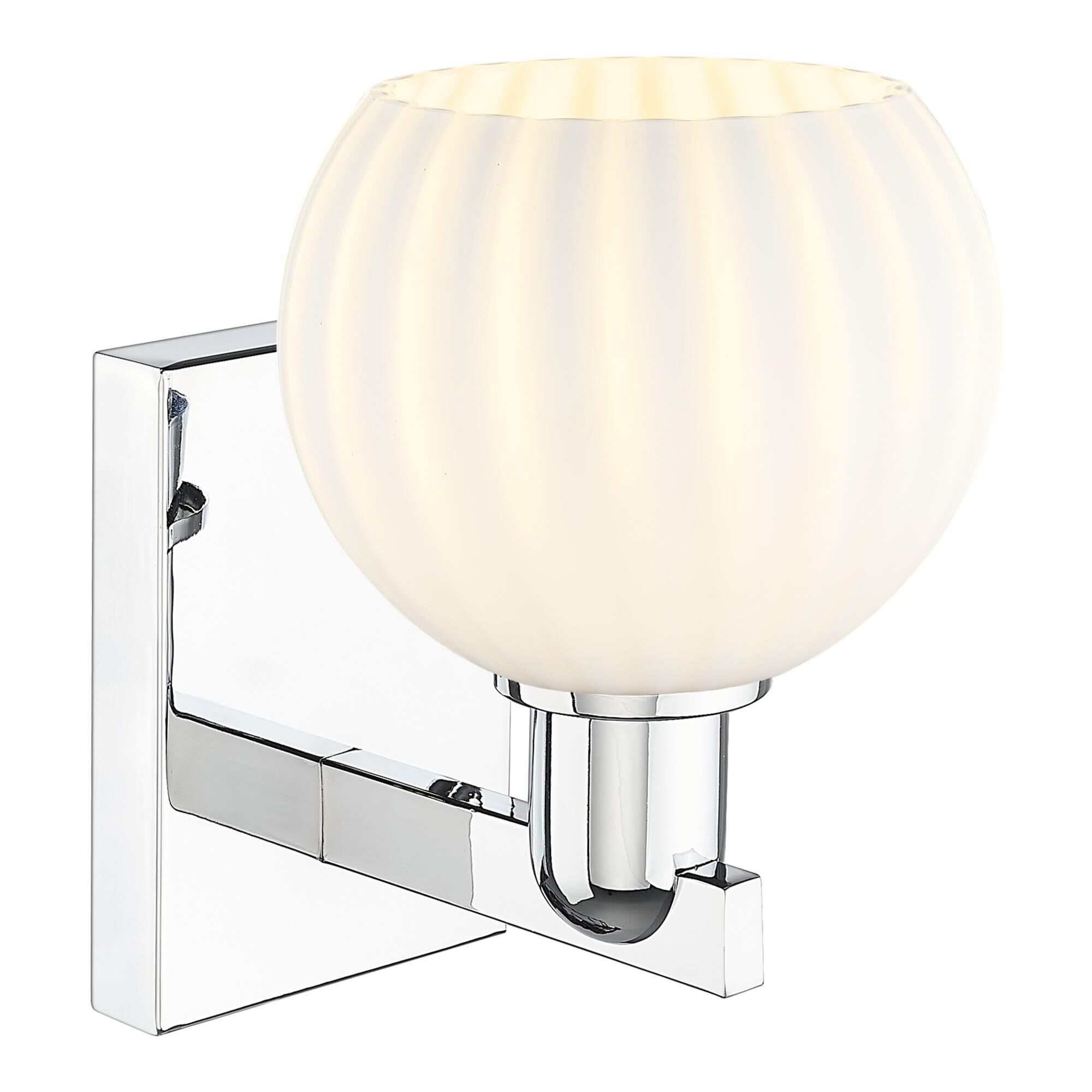 Shown in Polished Chrome finish and White Venetian glass