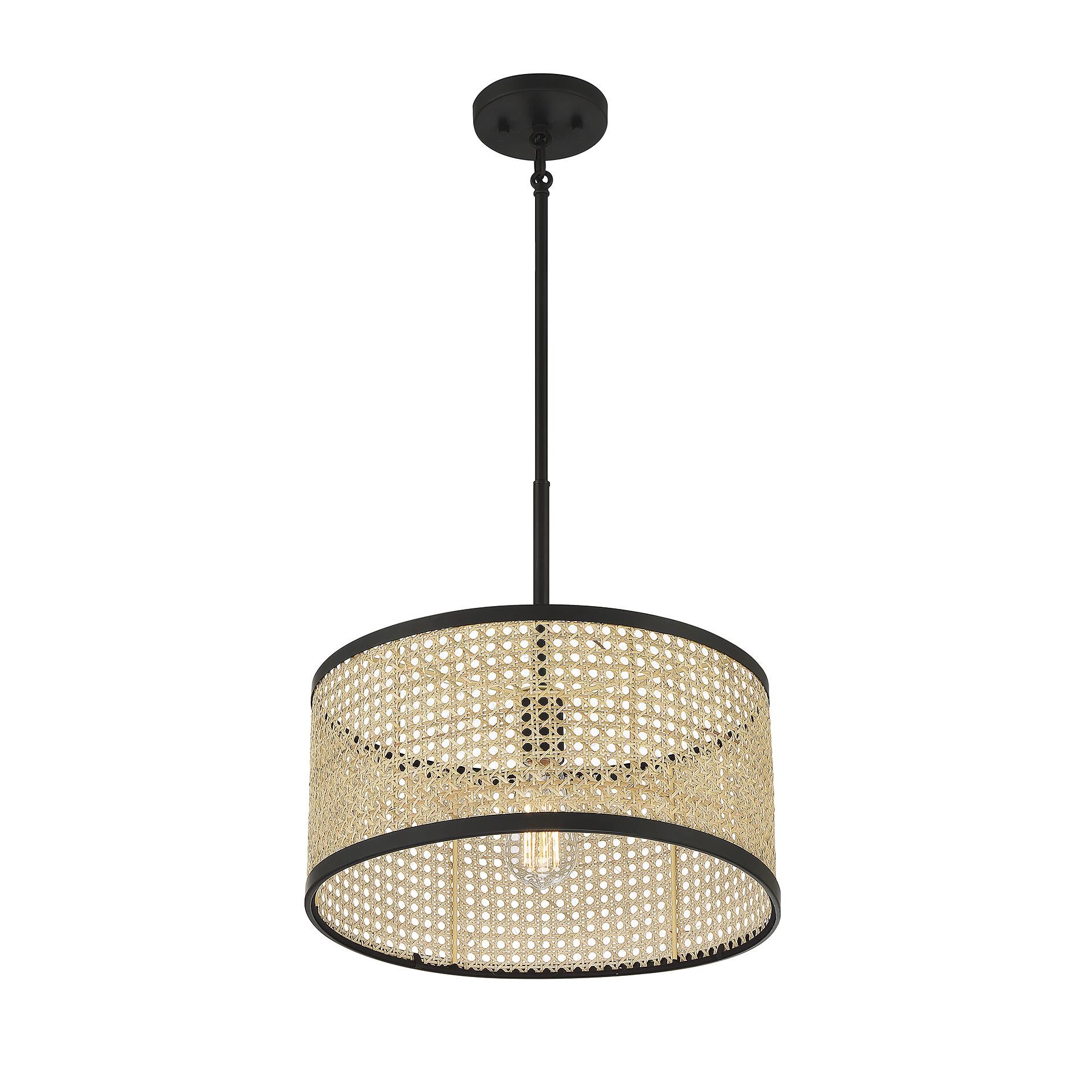 Shown in Natural Cane with Matte Black finish and Natural Cane shade