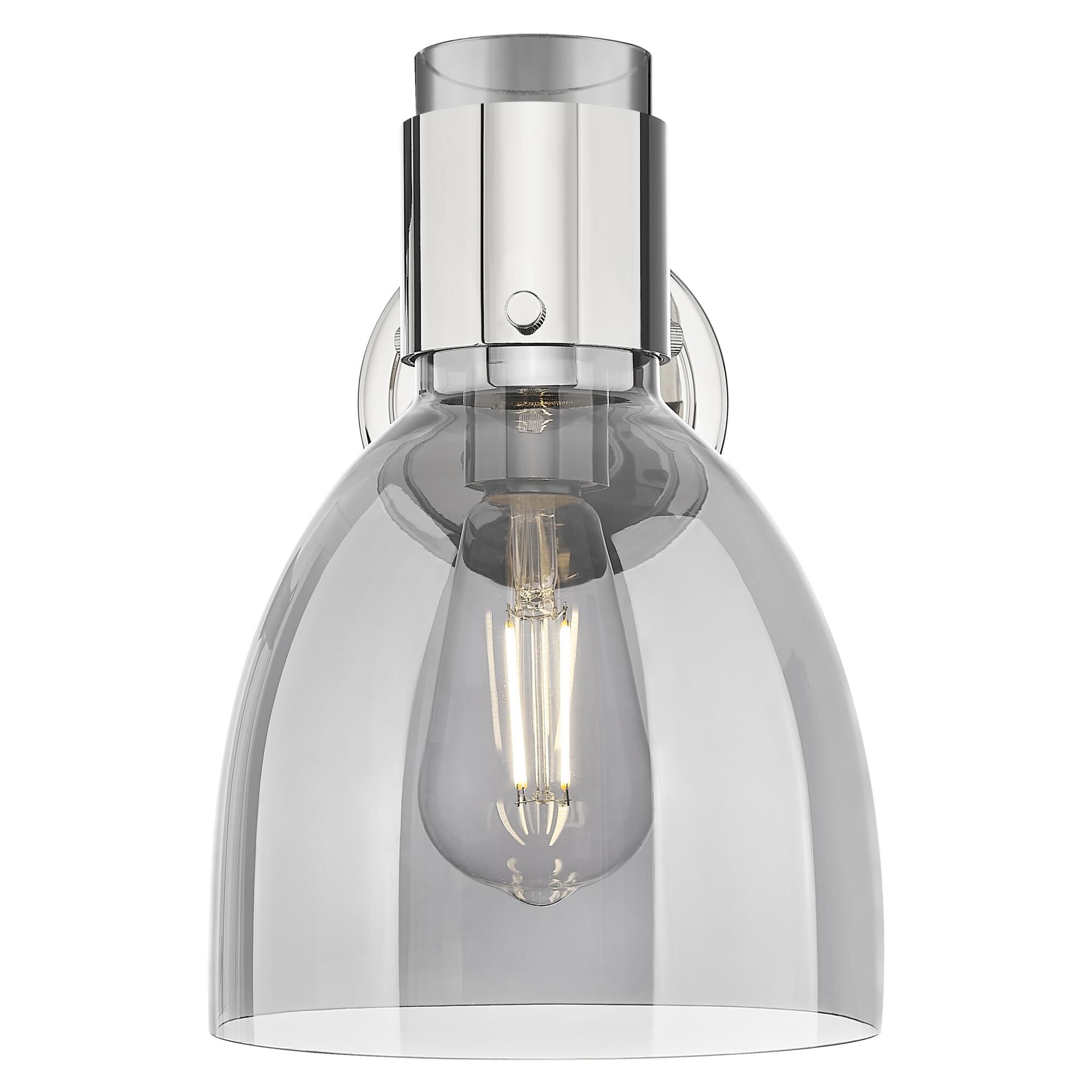 Shown in Polished Nickel finish and Light Smoke glass