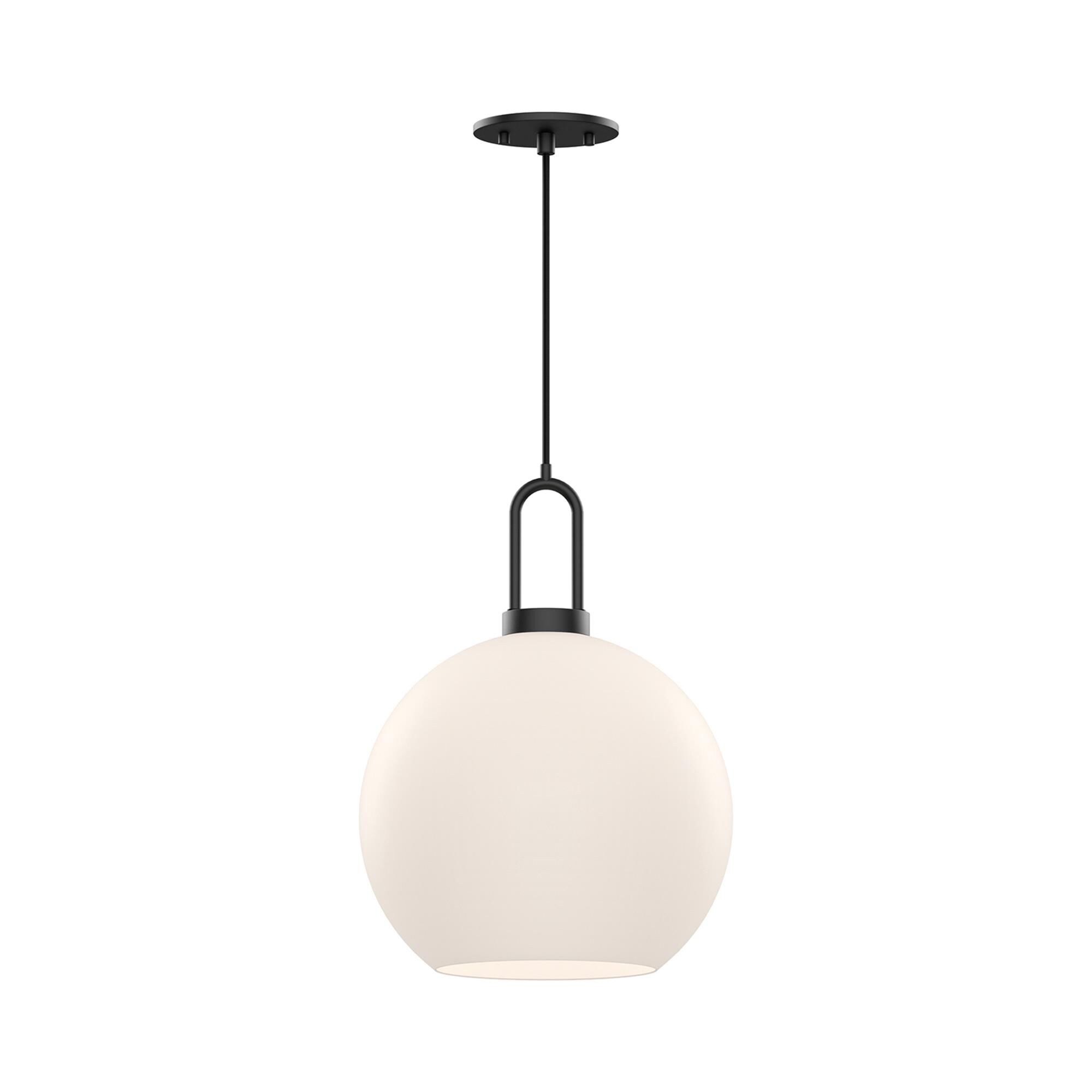 Shown in Matte Black finish and Opal glass and Black Braided Cord accent
