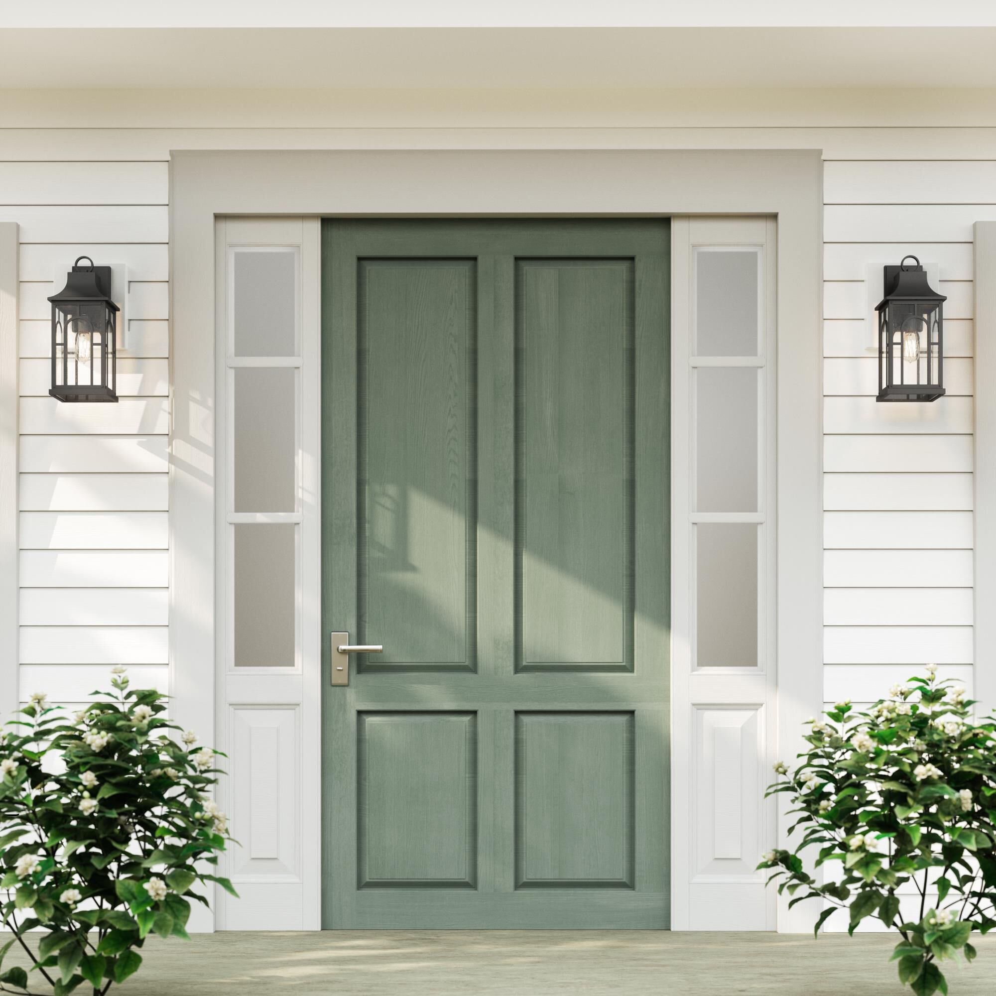 Shown in Black finish and Clear Seeded glass