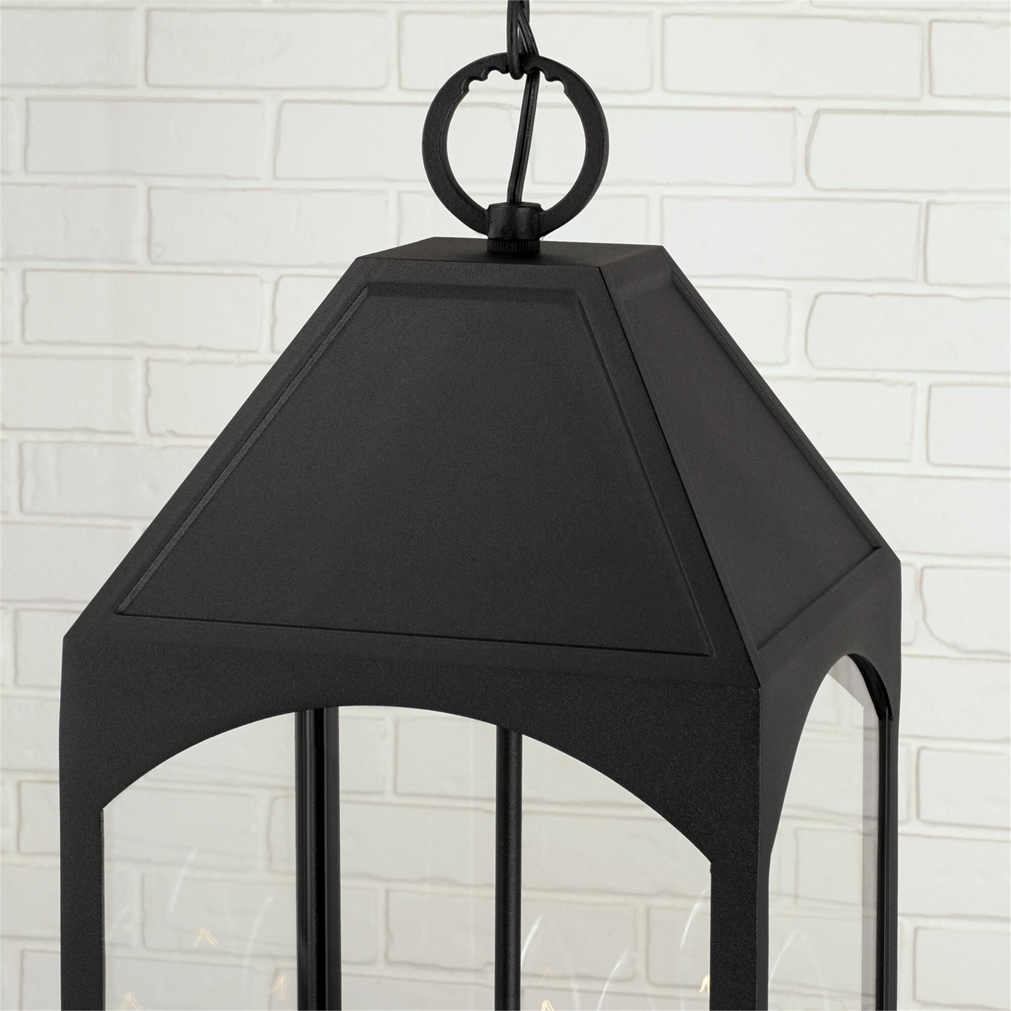 Shown in Black finish and Clear glass