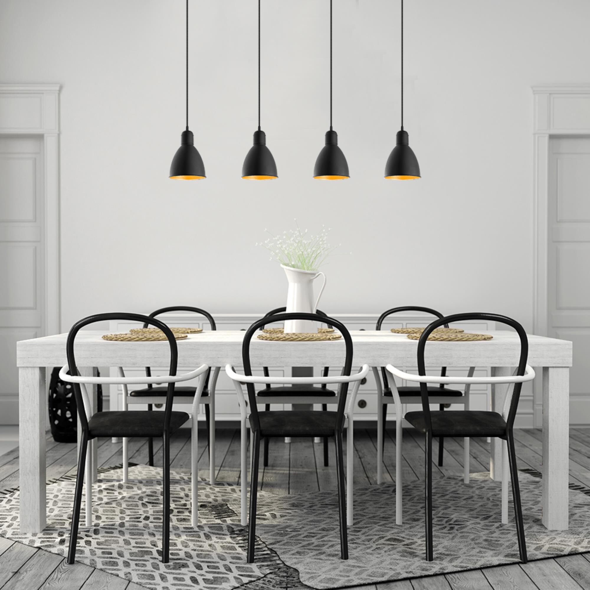 Shown in Black - Gold finish and Metal shade and Cable-Rod Color: Black accent