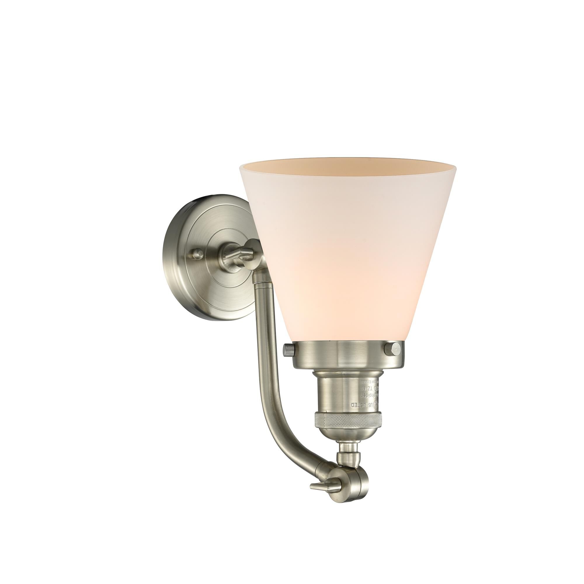 Shown in Brushed Satin Nickel finish and Matte White Cased glass