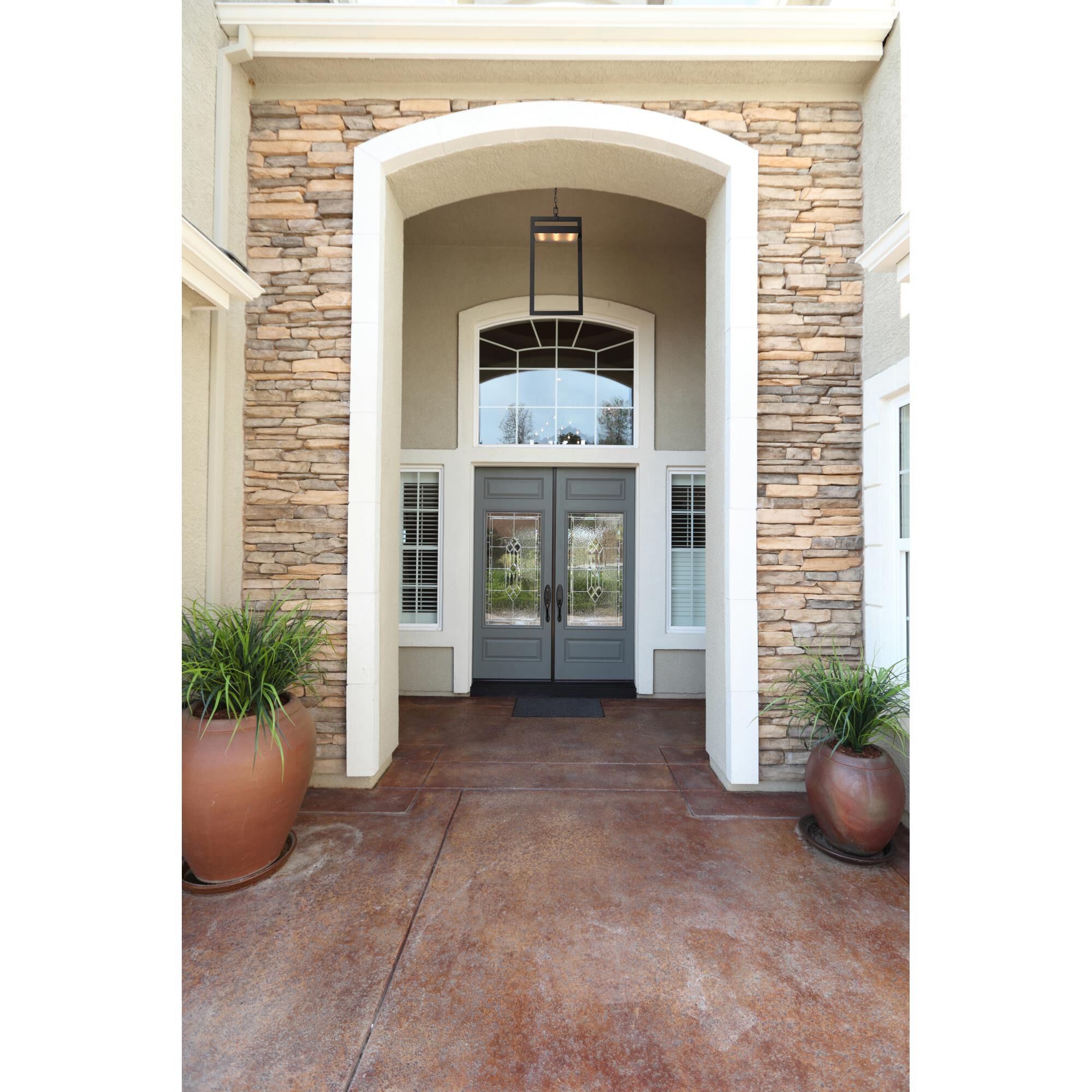 Shown in Black finish and Glass shade