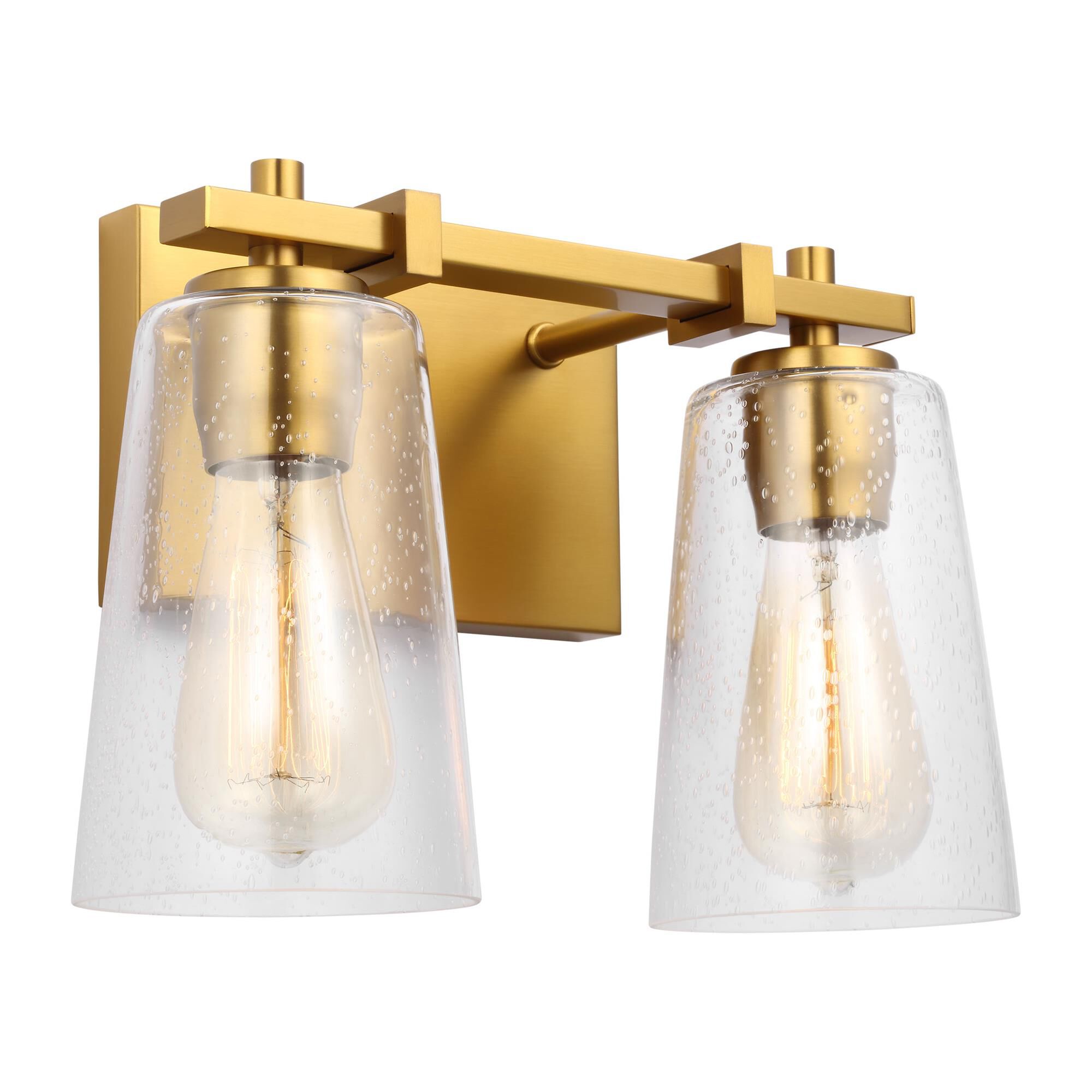 Shown in Burnished Brass finish and Clear Seeded glass