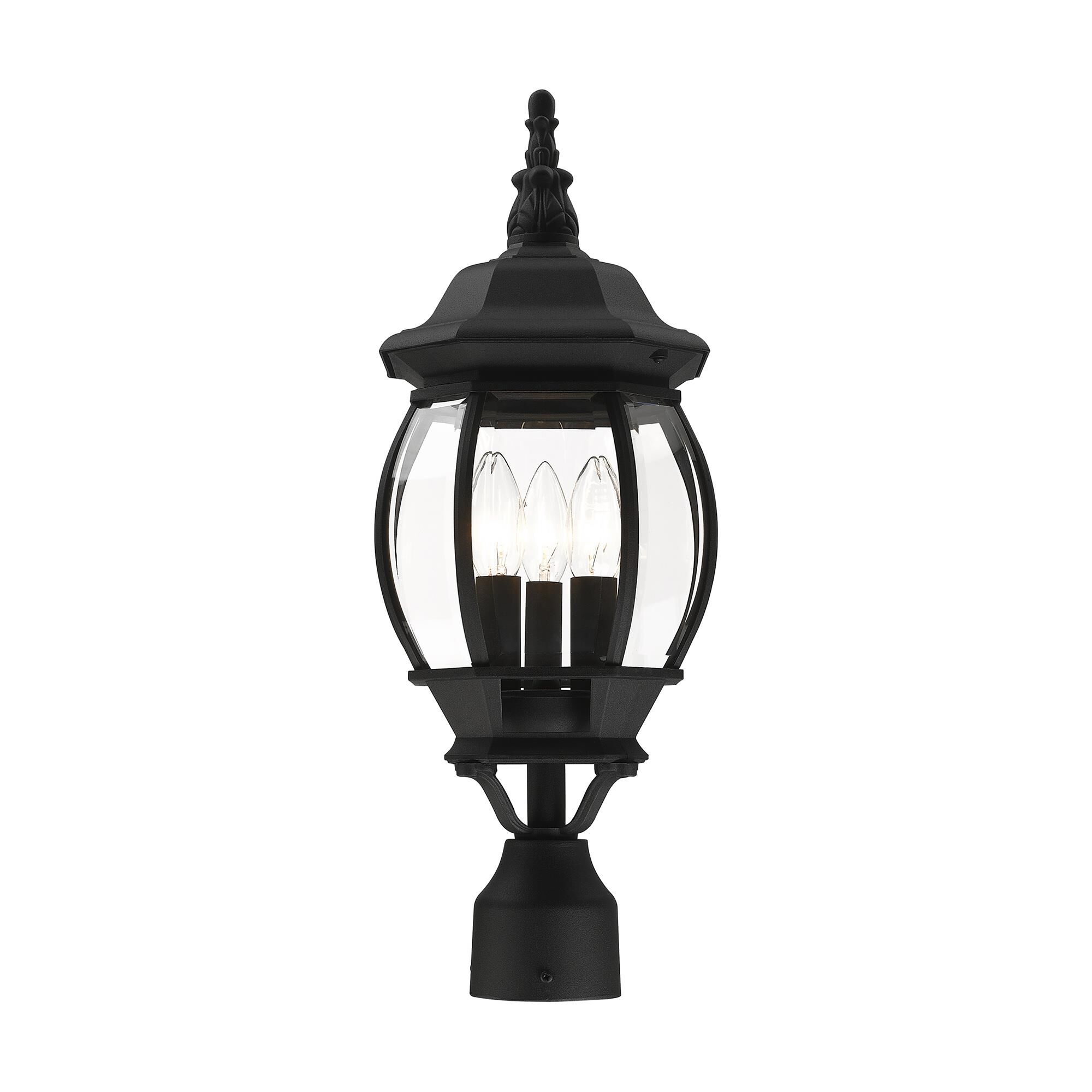 Shown in Textured Black finish and Clear Beveled glass and Clear Beveled Glass shade