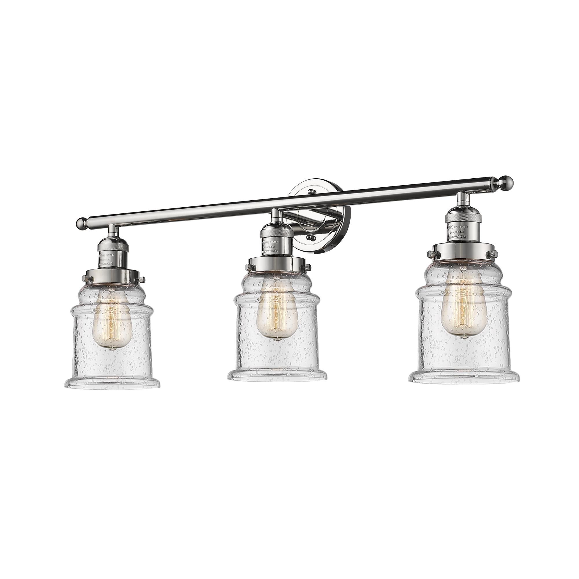 Shown in Polished Nickel finish and Seedy glass