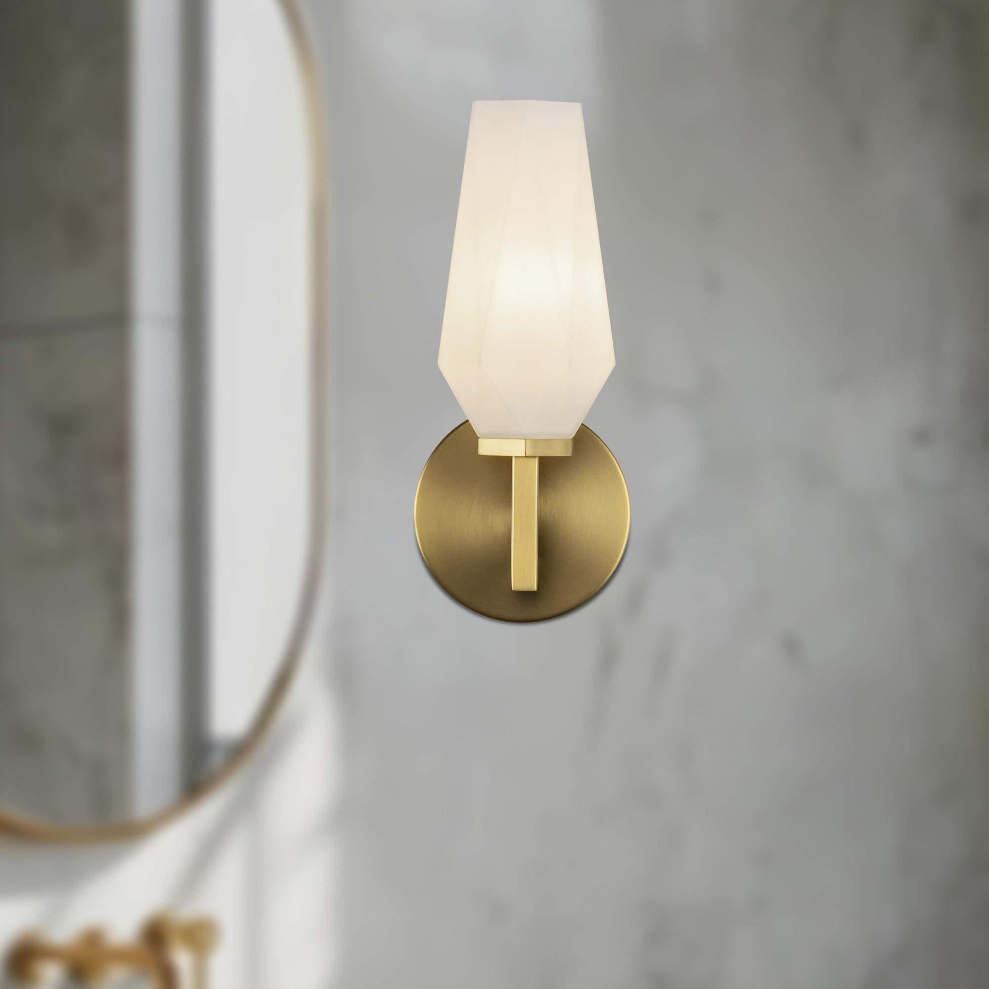 Shown in Brushed Gold finish and Opal glass