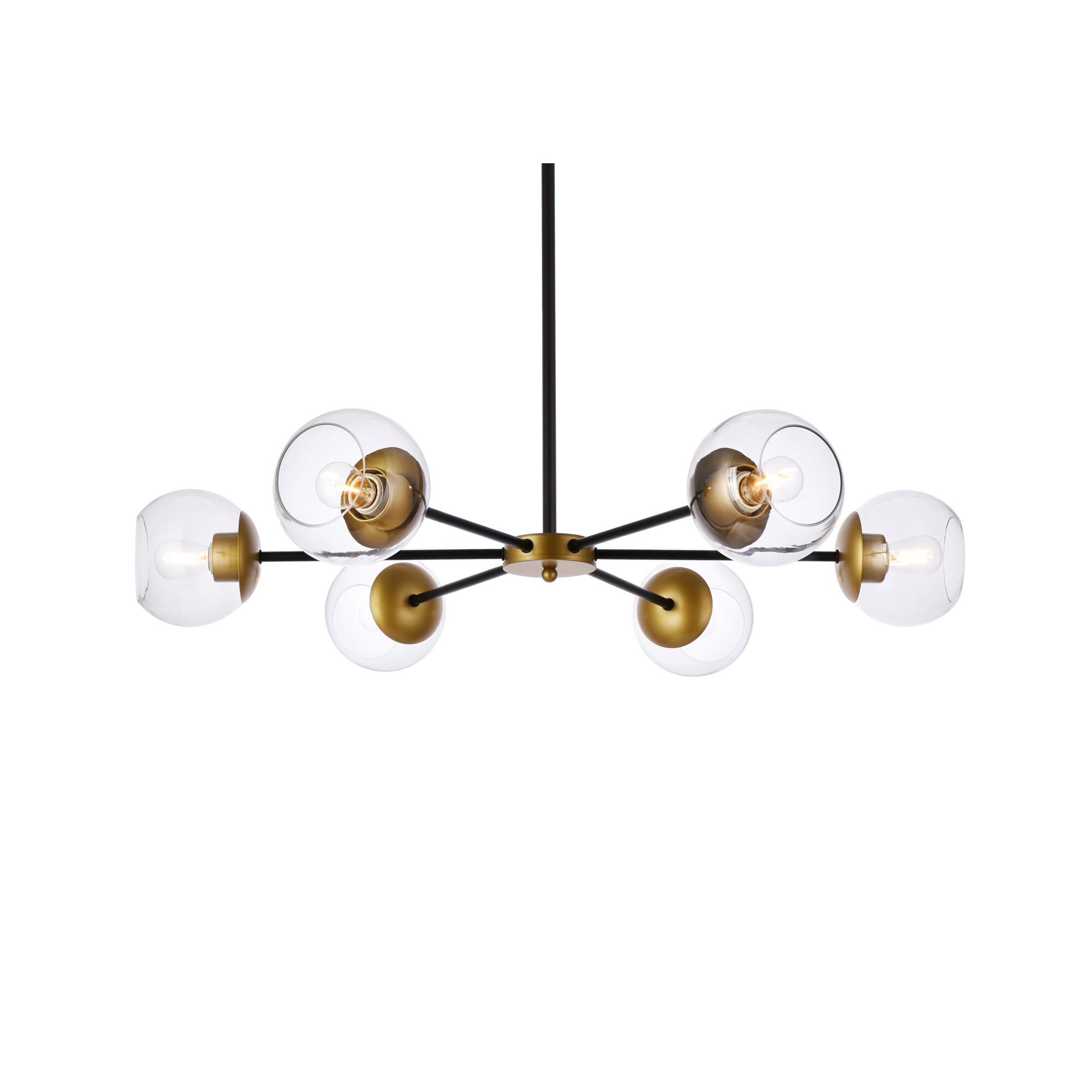 Shown in Black and Brass finish and Clear glass