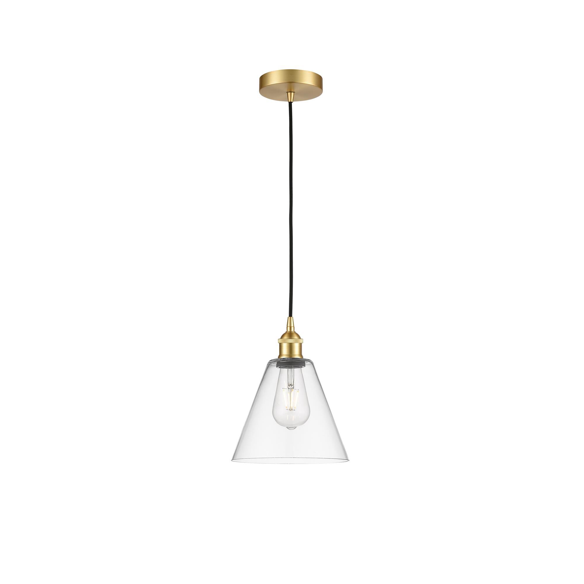 Shown in Satin Gold finish and Clear glass